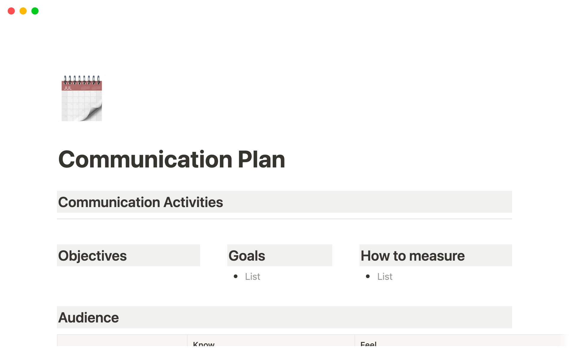 methodology communication plan