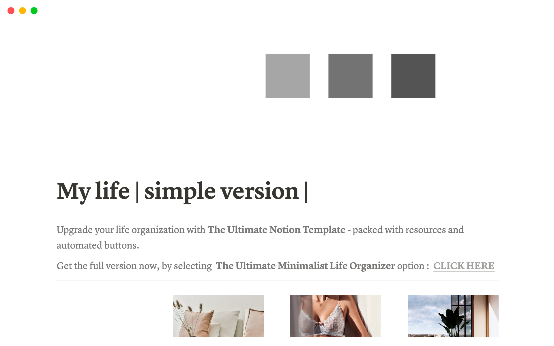 Notion Vorlagengalerie – Minimalist Life Organizer: Notion Template