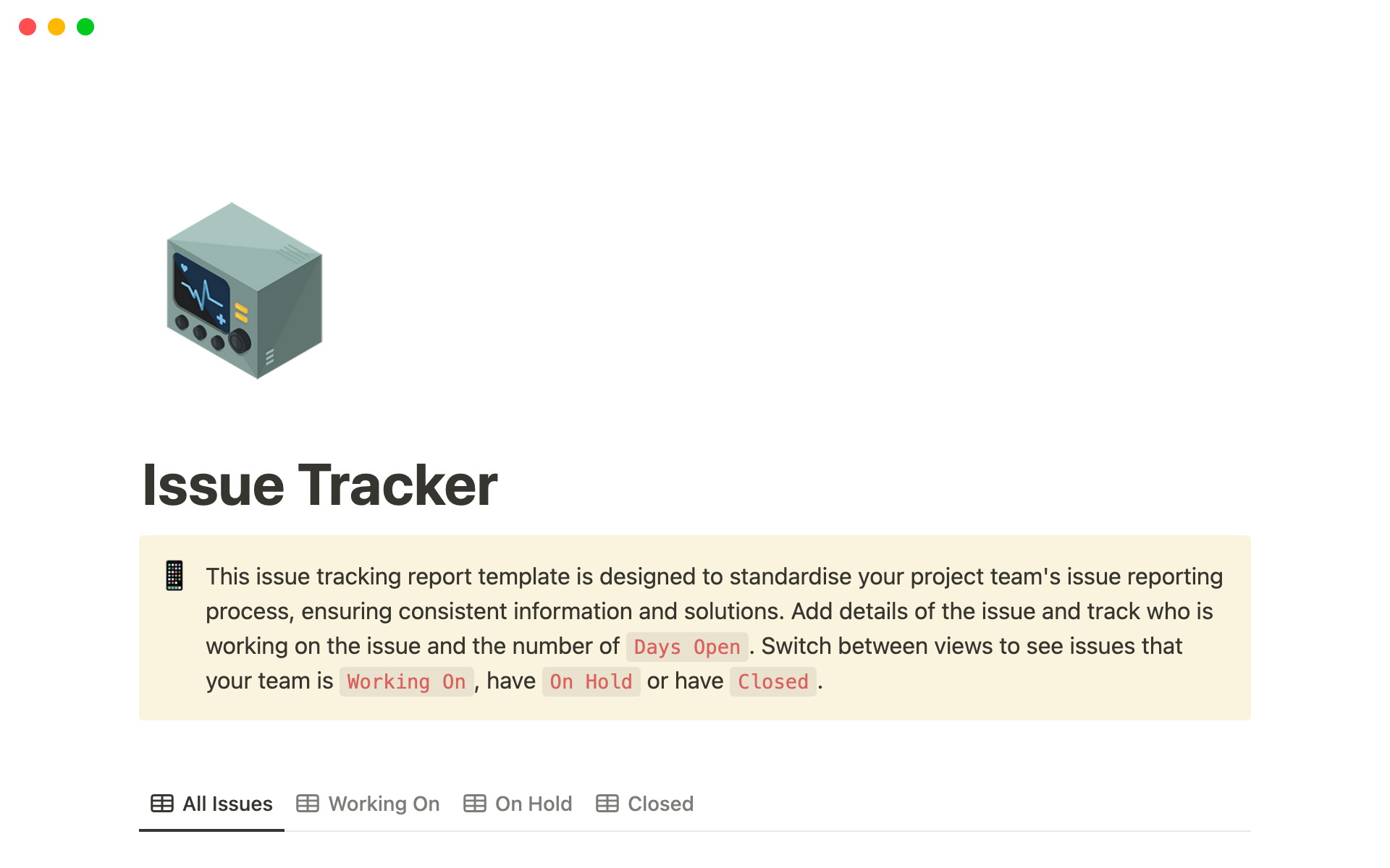 notion-vorlagengalerie-issue-tracker-template