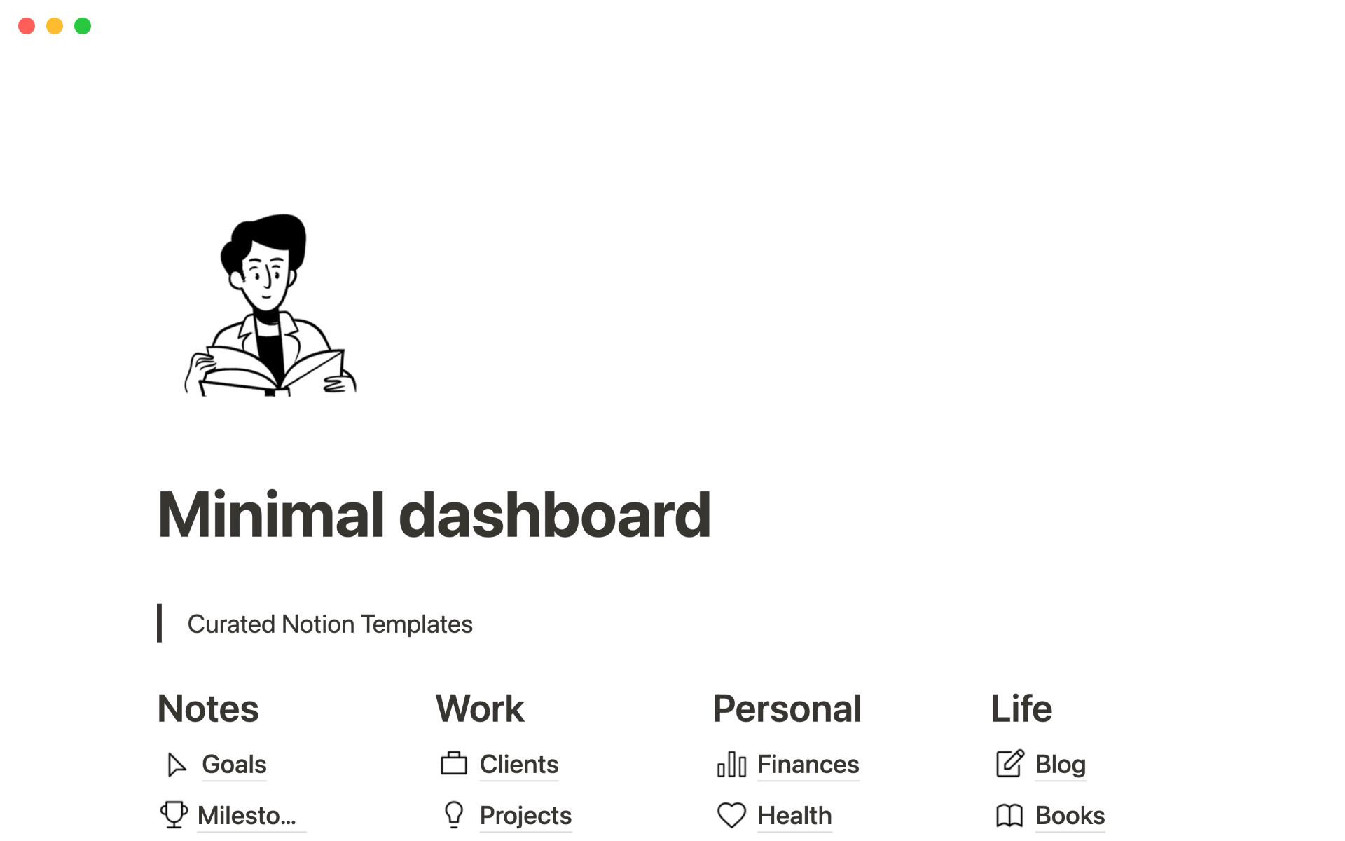 dashboard notion template