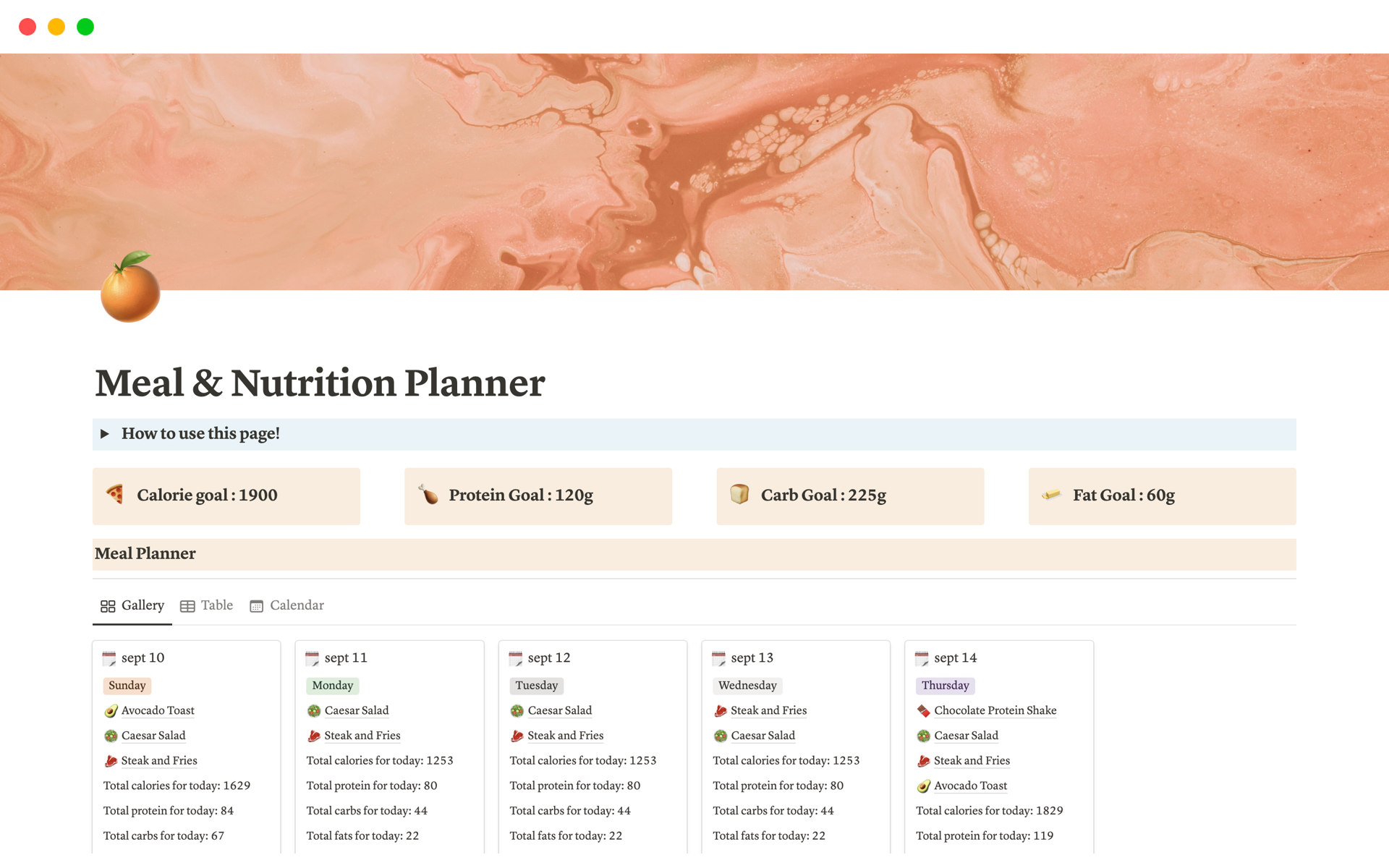 Meal & Nutrition Planner