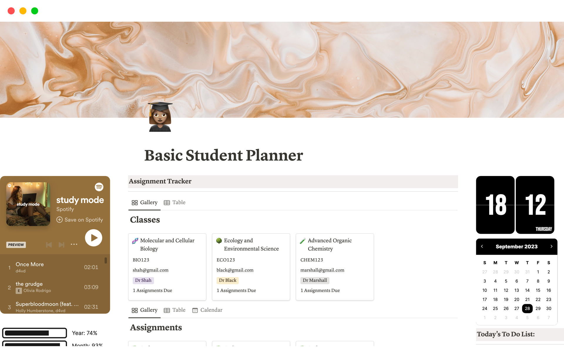 Basic Student Planner