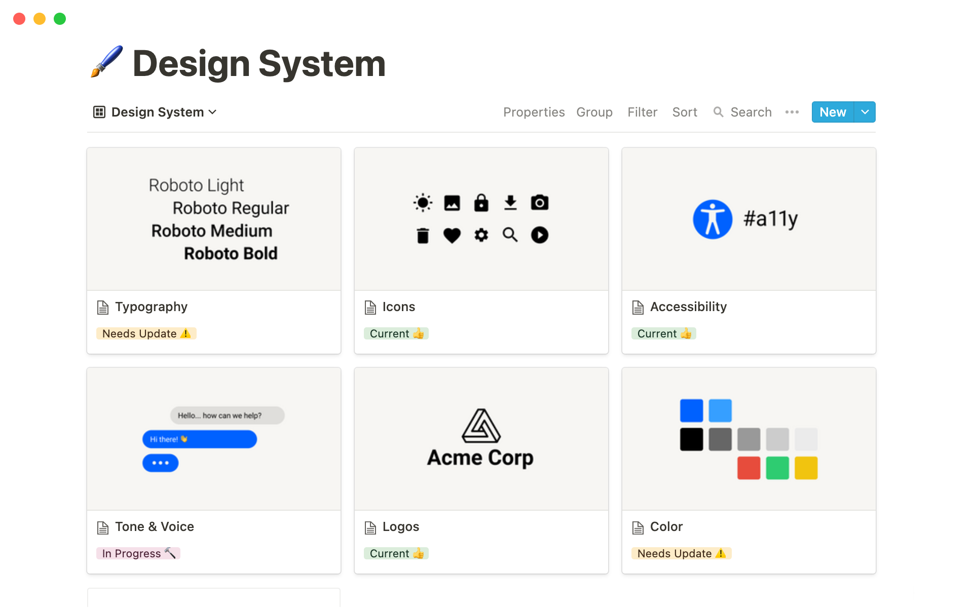 Notion Template Gallery – Design system