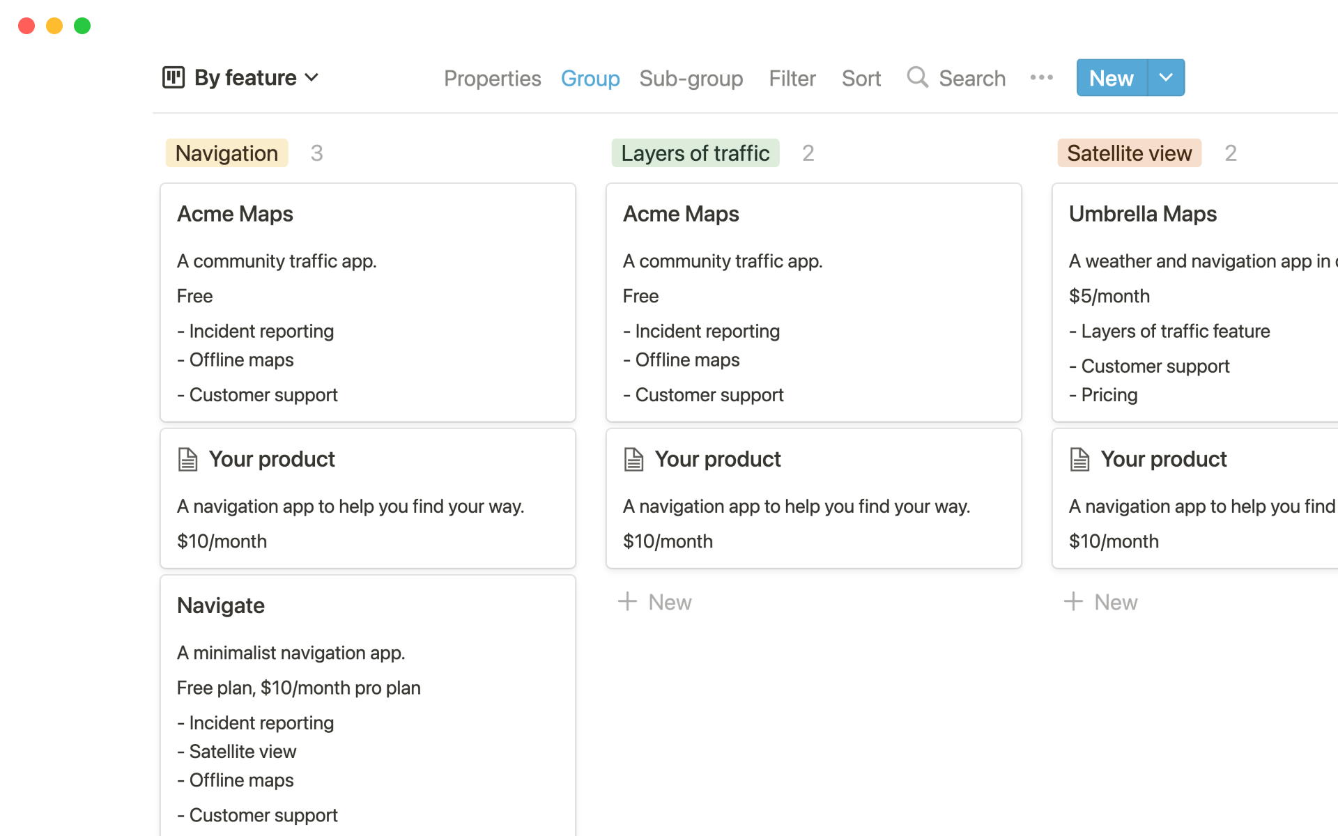 Feature market analysis template