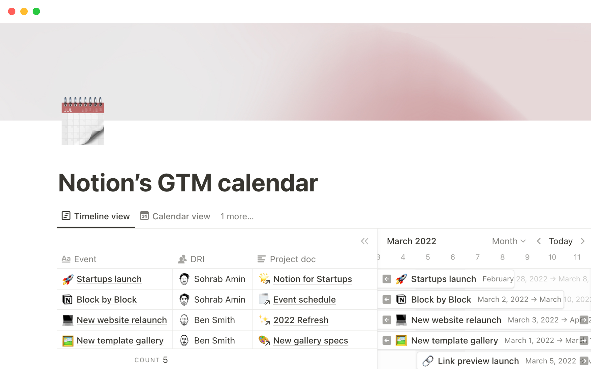 Notion Template Gallery Notion’s GTM calendar