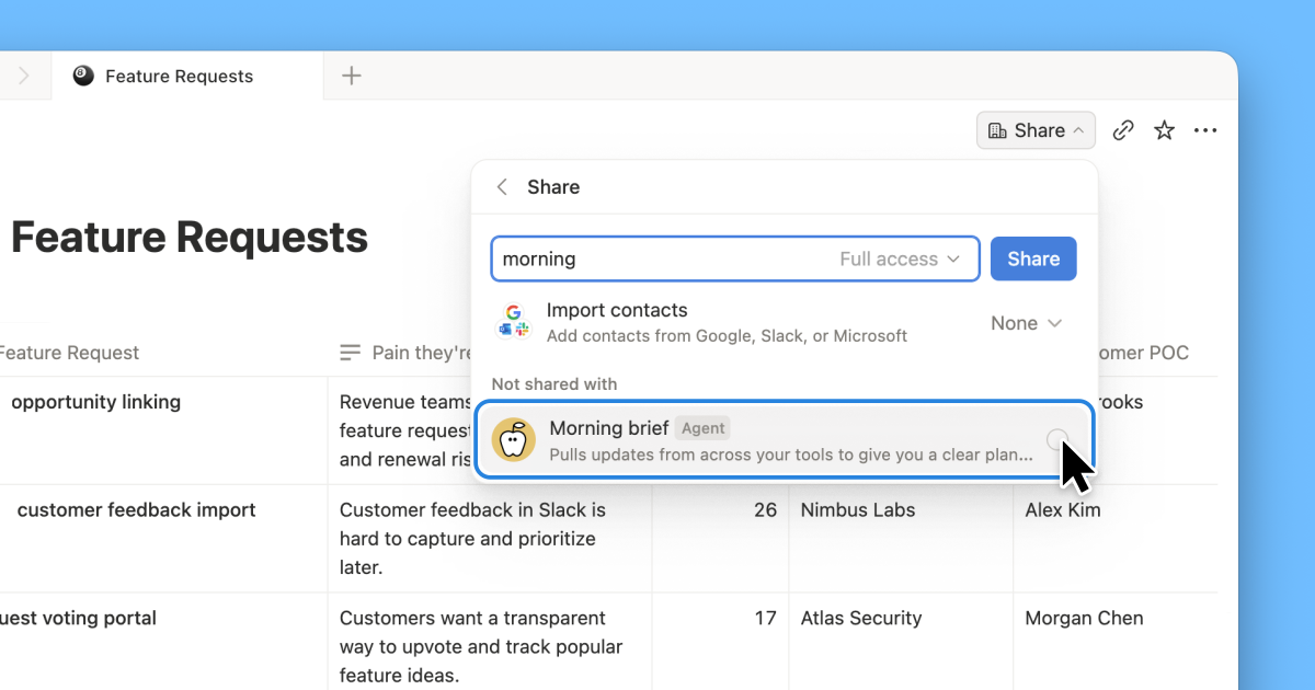 Share Context with Notion Custom Agents