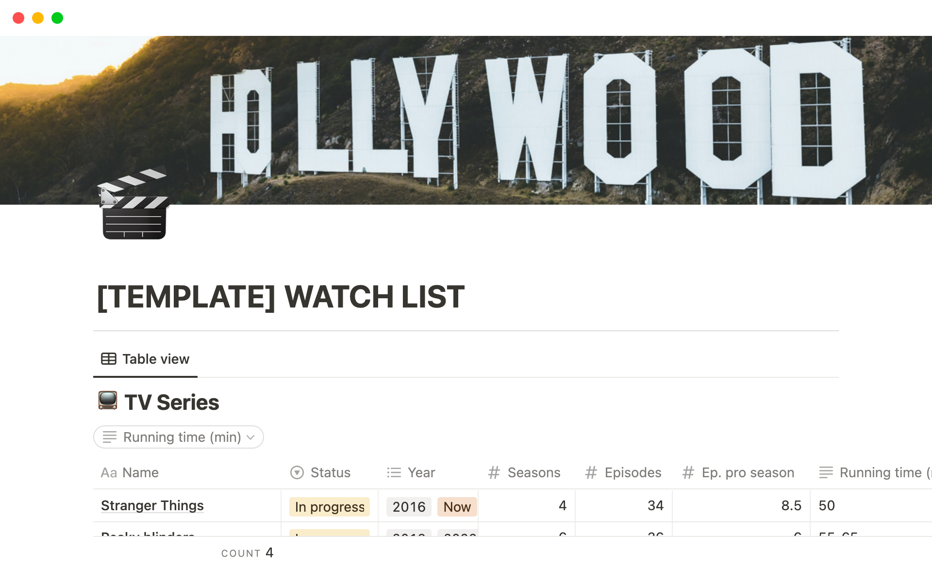 FREE, Watchlist Notion Template, Anime, TV & Movie Tracker