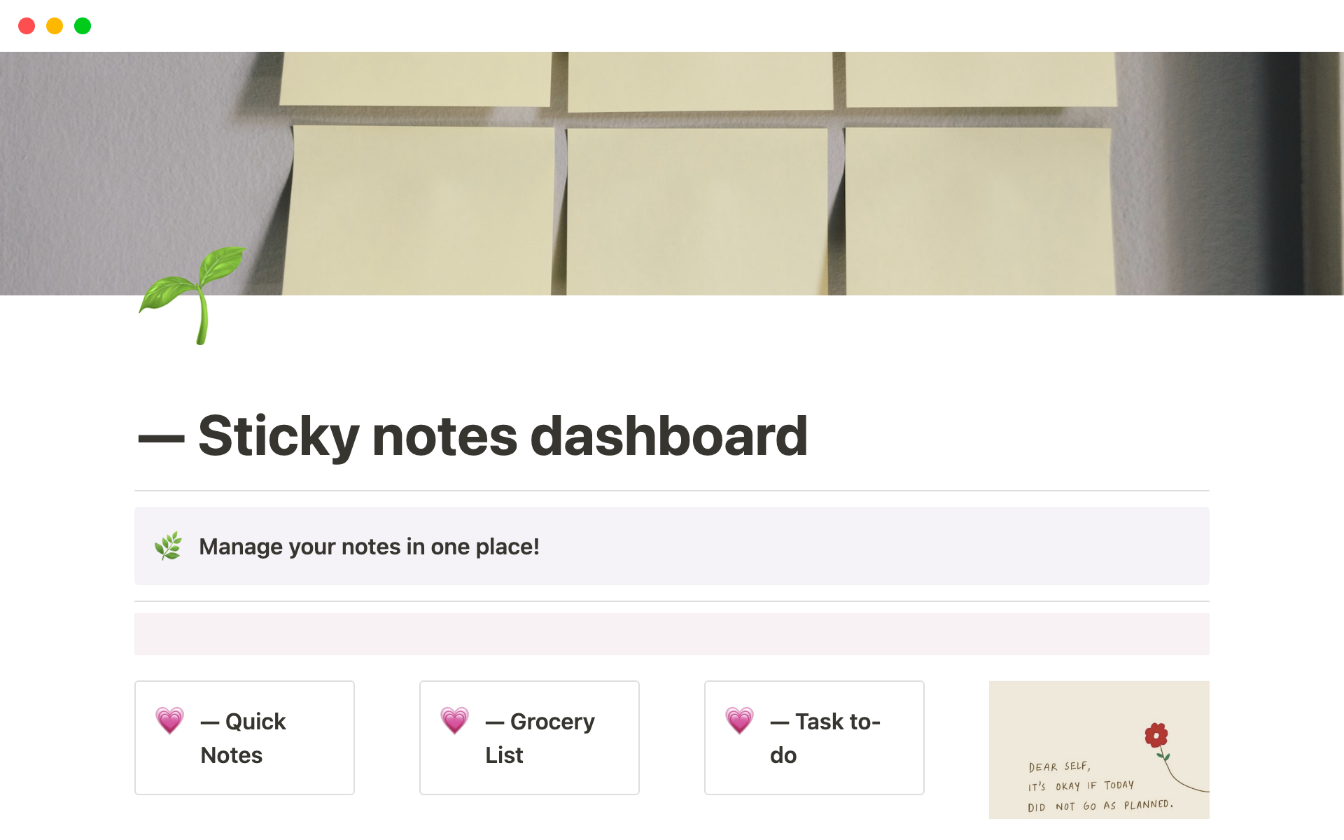 Sticky Notes Dashboard