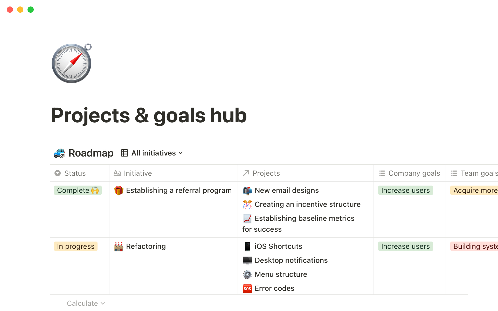 Notion Template Gallery Projects amp goals hub
