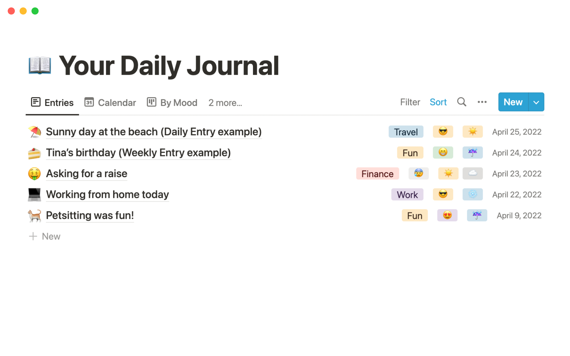 Journal Notion Template - template