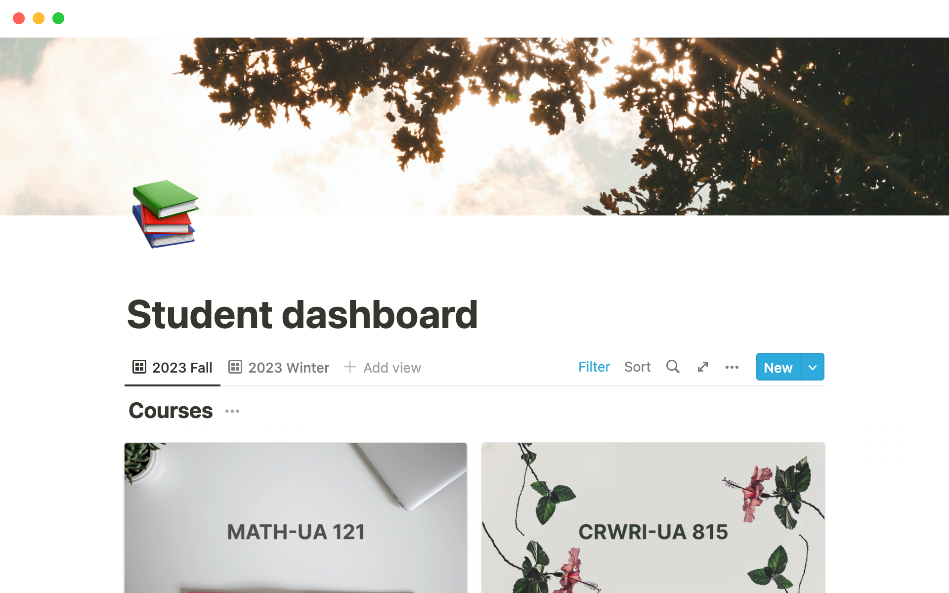 Notion Template Gallery Student dashboard