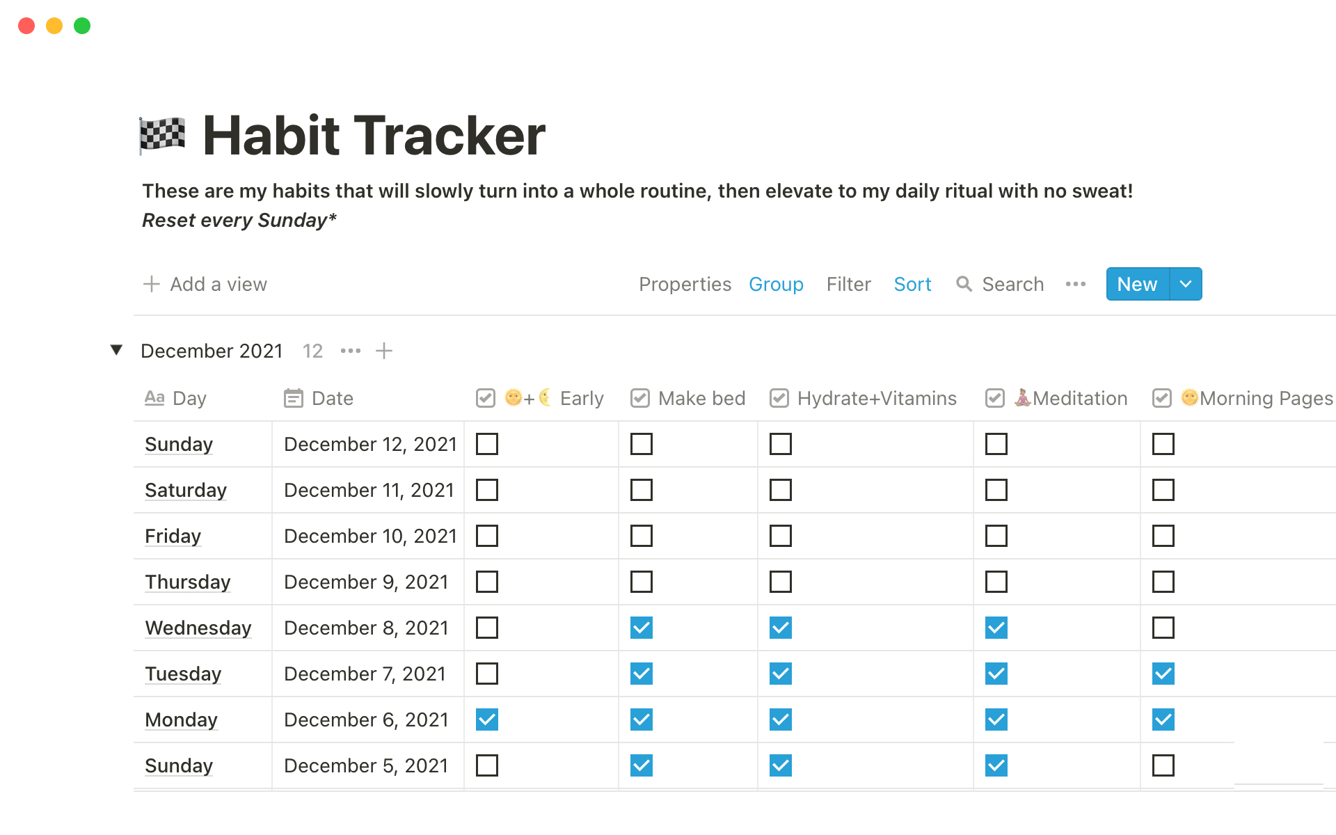 Habit Tracker Notion Template Free