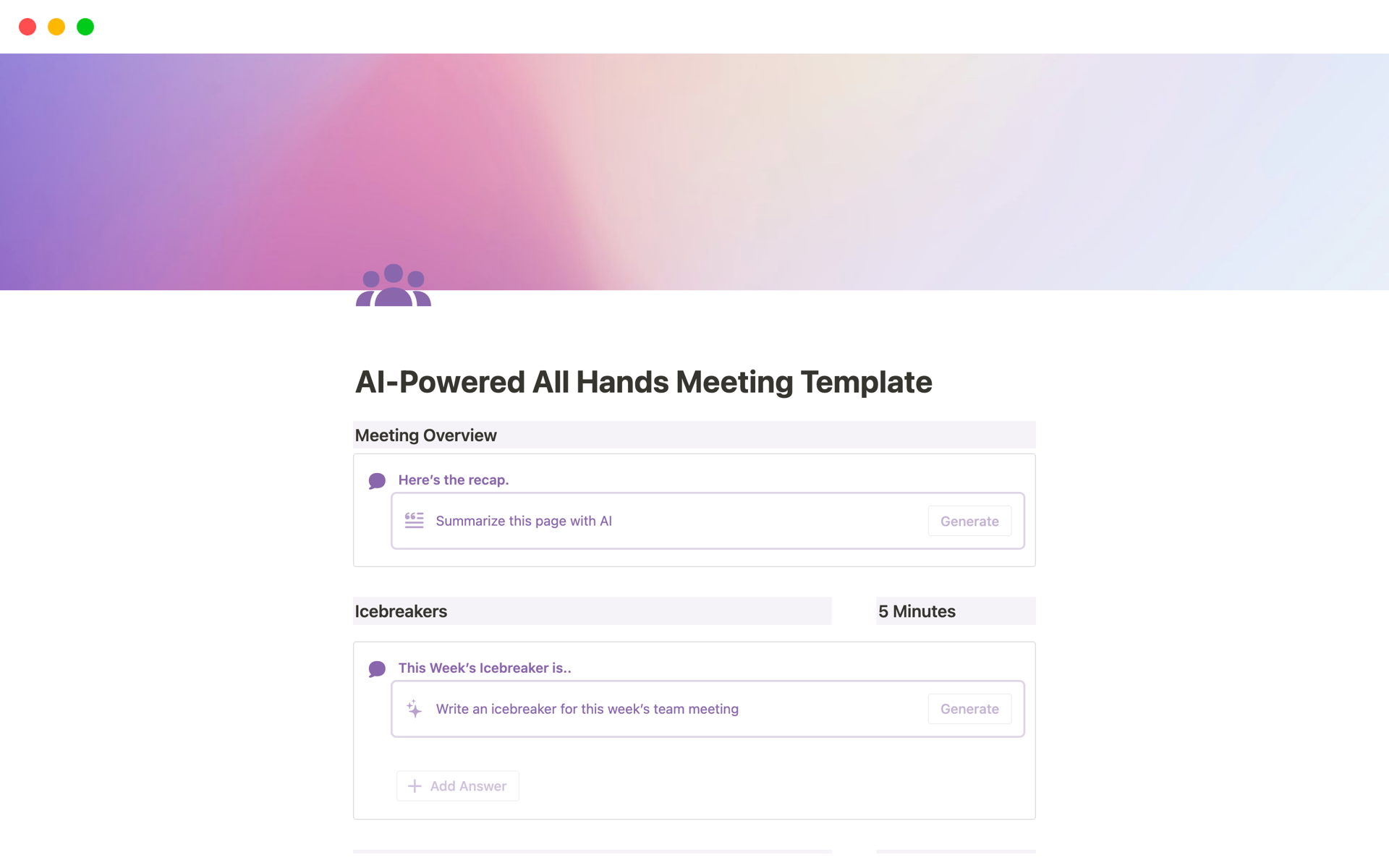 Meeting notes  Notion Template