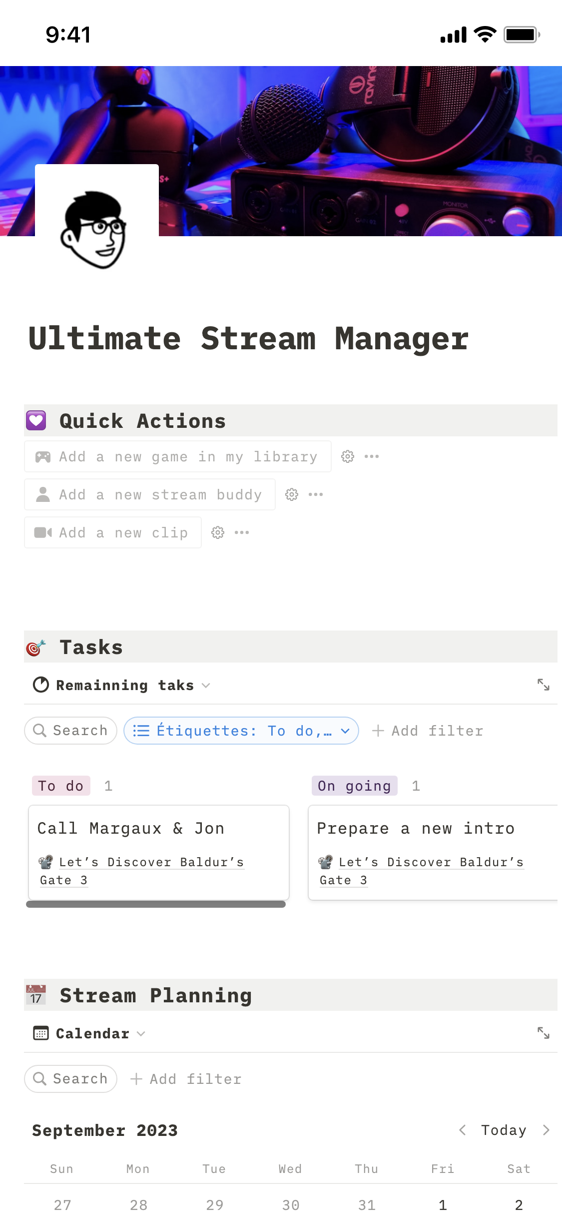 Stream OS  Notion Template