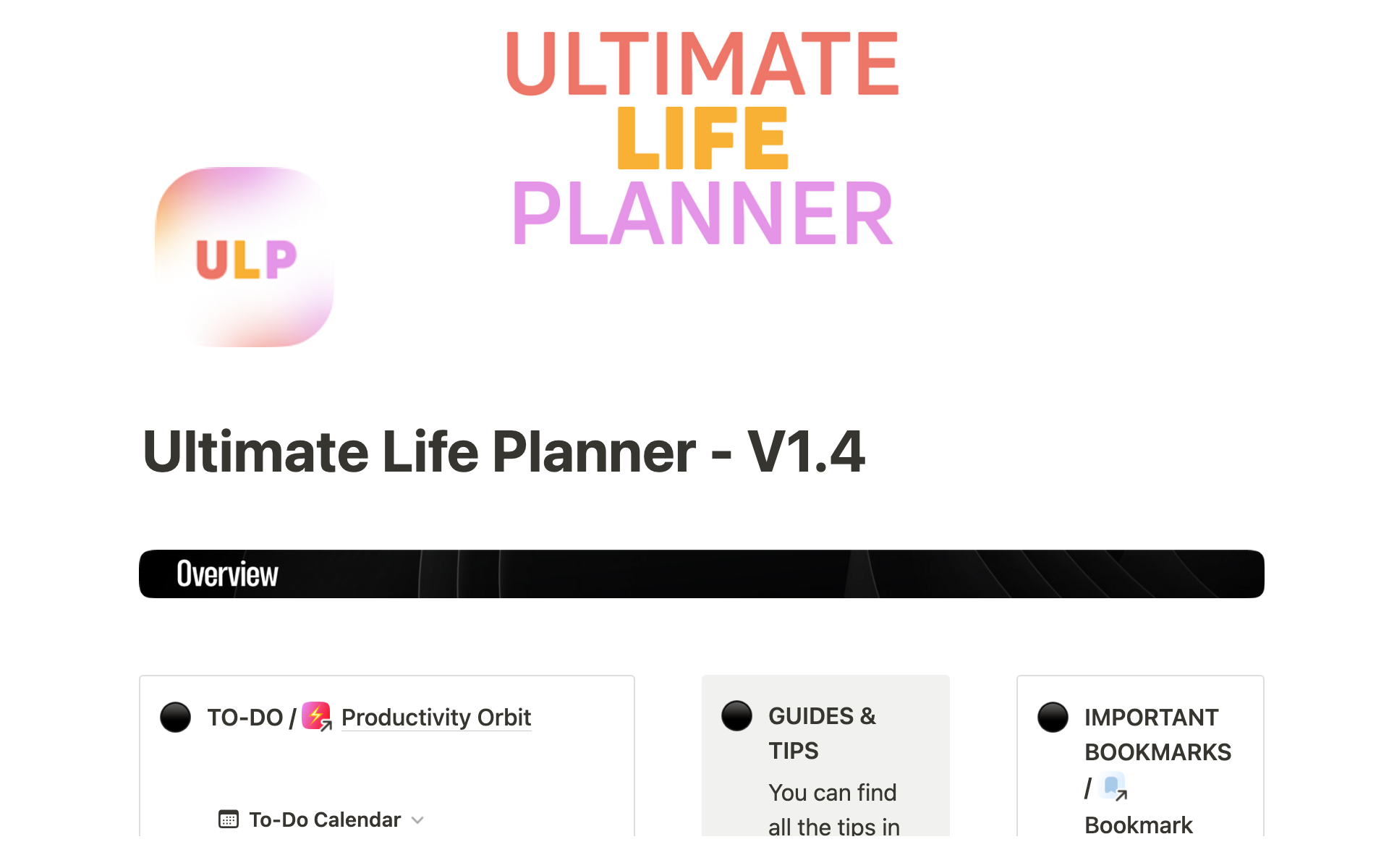 Ultimate Life Planner - Notion Template - V1.2