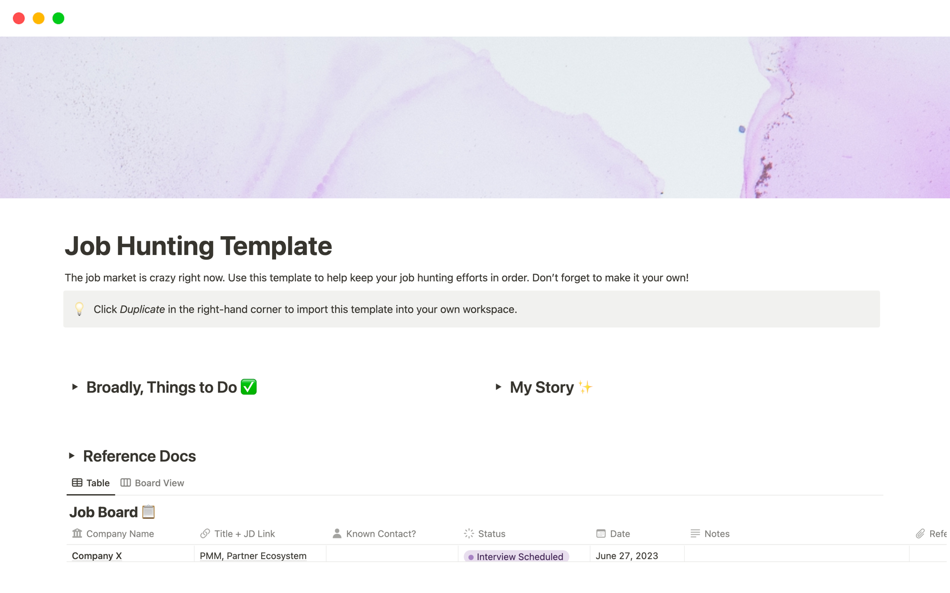 No-Fuss Job Hunting Template | Notion Template