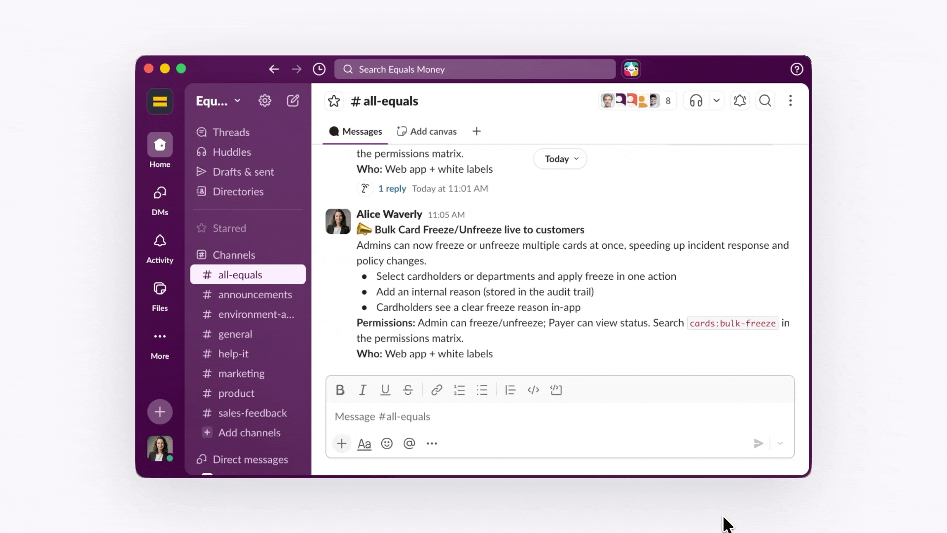Equals Money built a Custom Agent that catches every product release in Slack and turns it into structured, actionable knowledge in Notion.