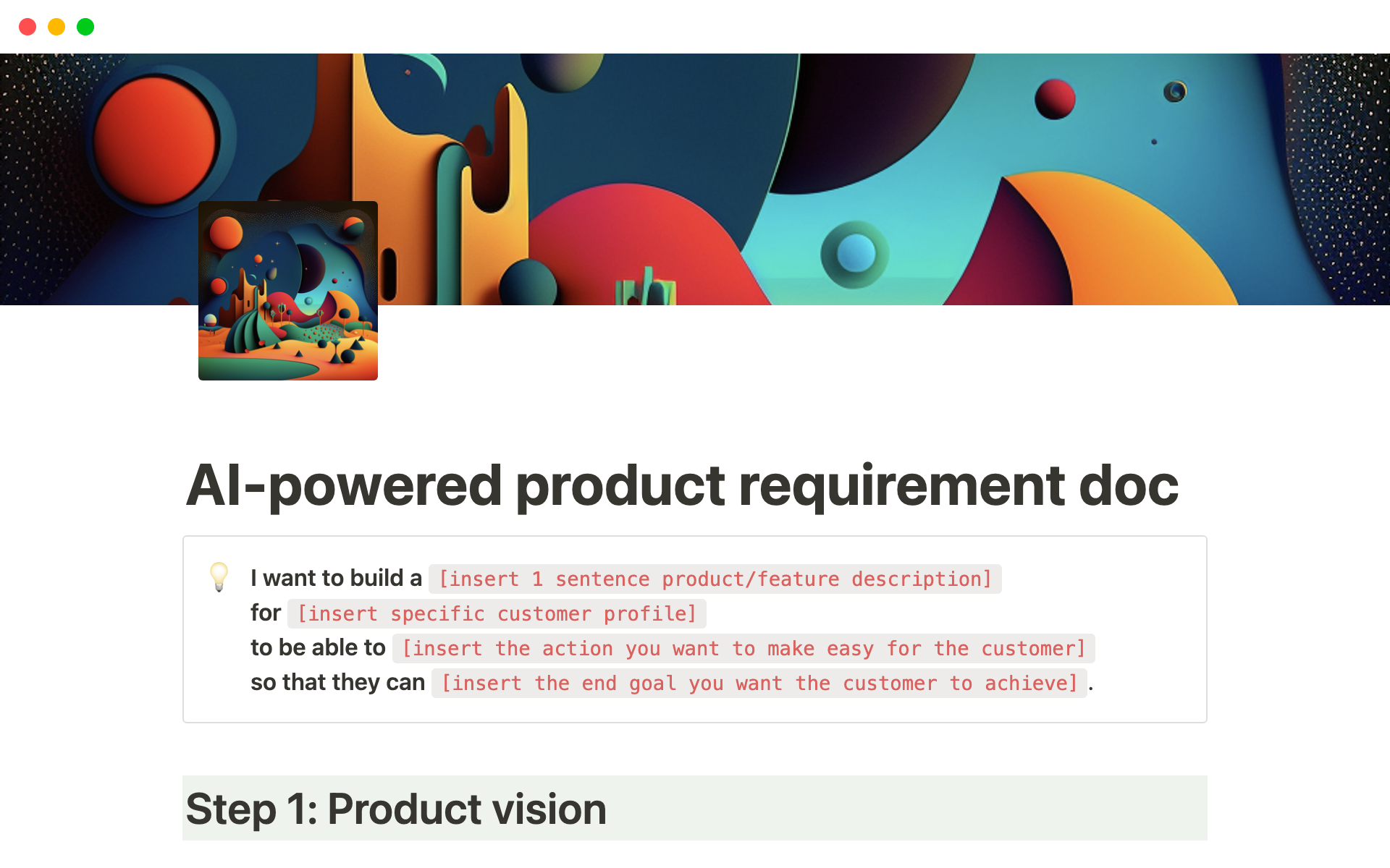 AI-powered Product Requirement Doc | Notion (ノーション)テンプレート
