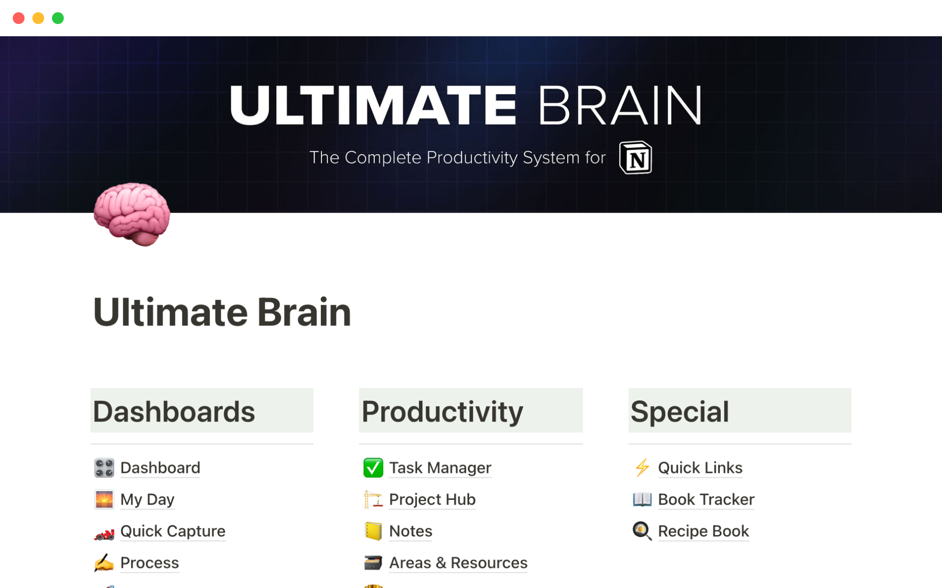 Ultimate Second Brain Notion Template Free