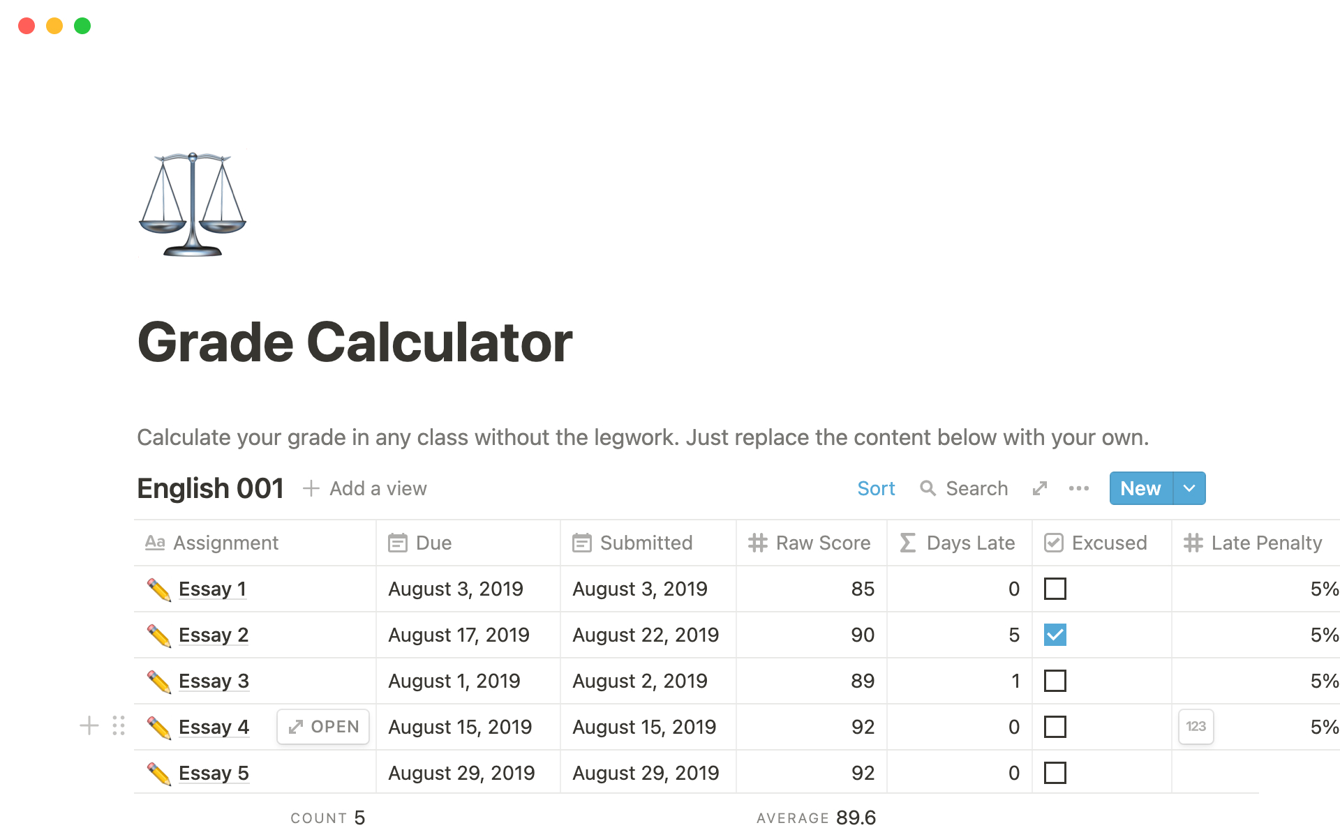 grade and assignment calculator