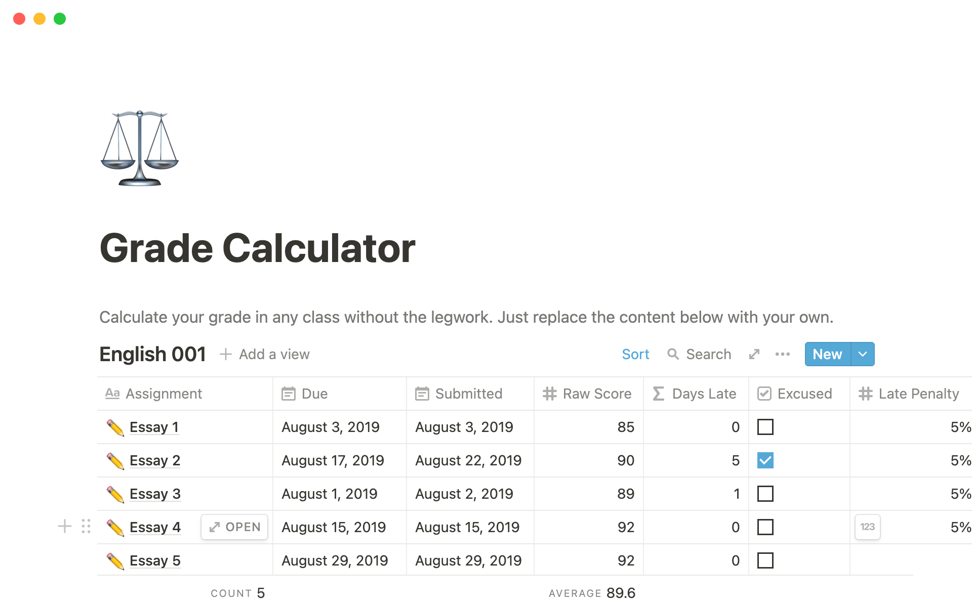 grade calculator homework