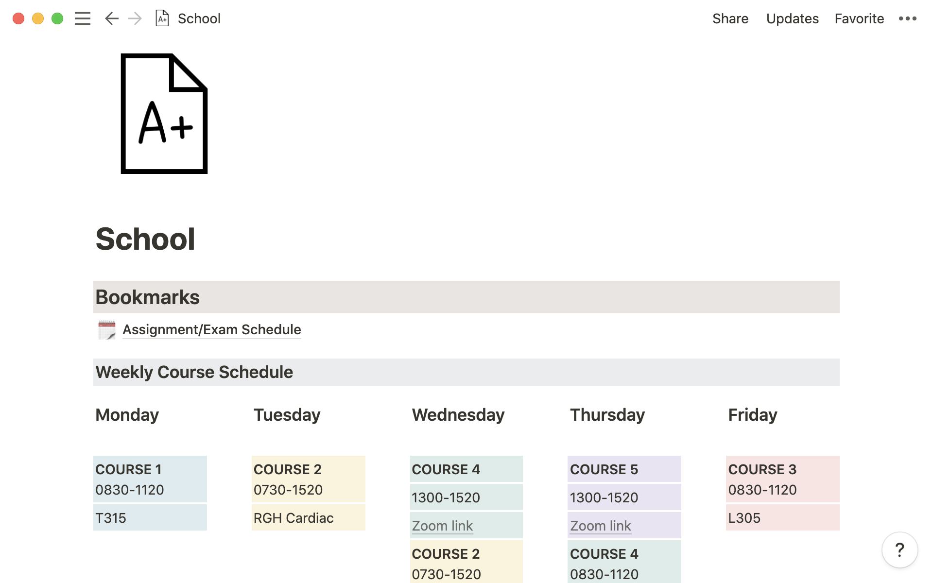 Homework Organizer Kids Student Calendar Planner Template