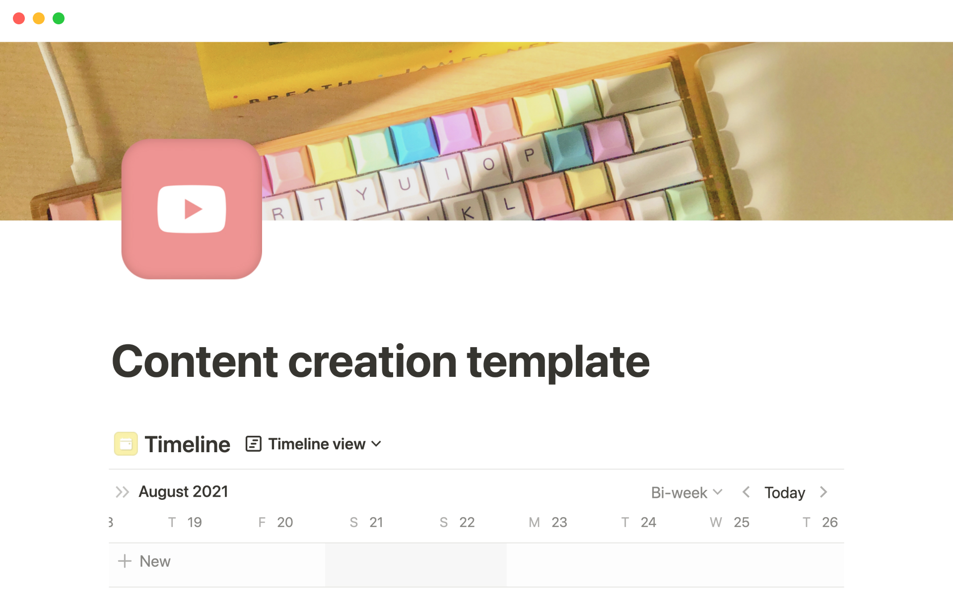 Notion Template Gallery Content creation