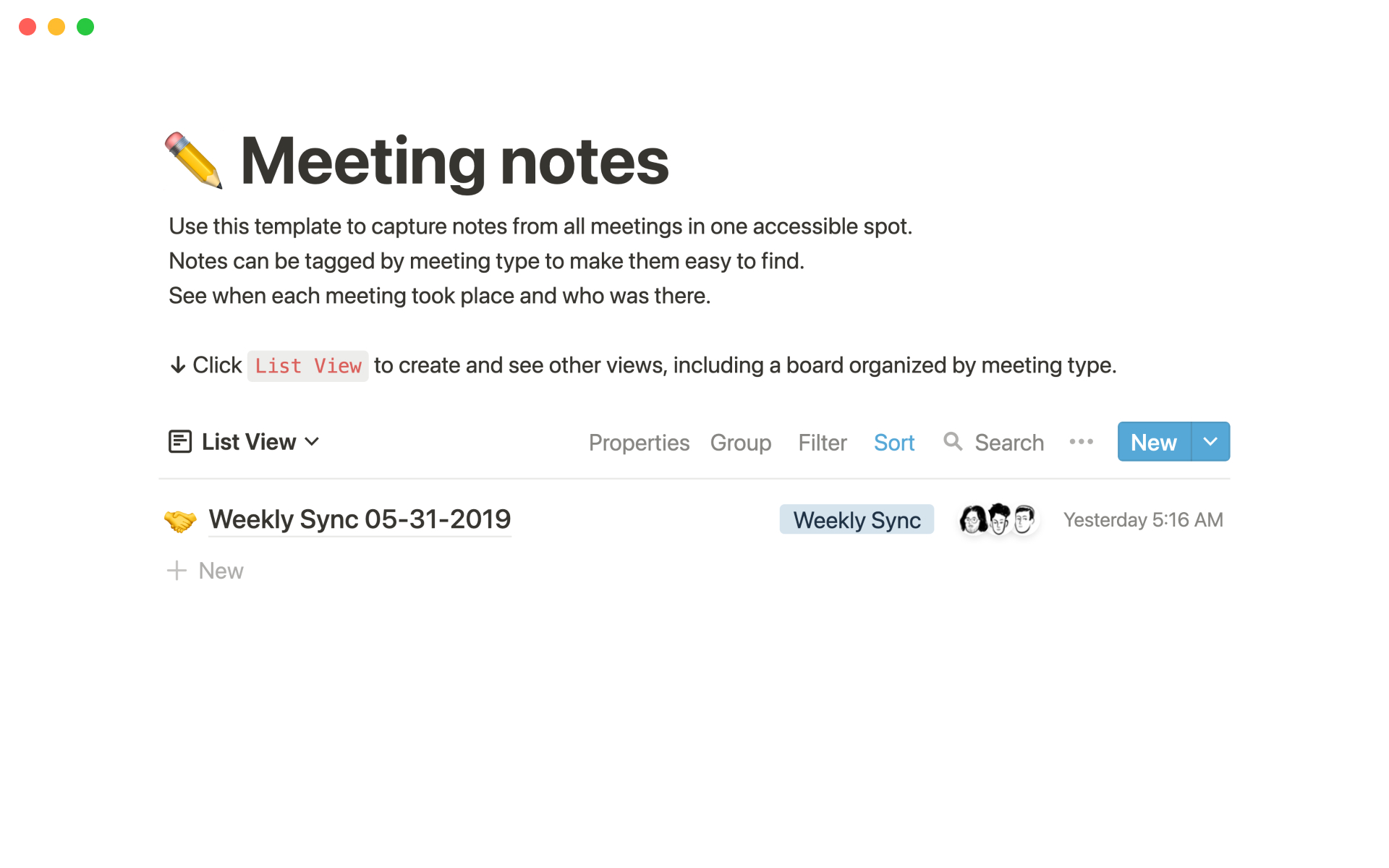 Notion Meeting Template