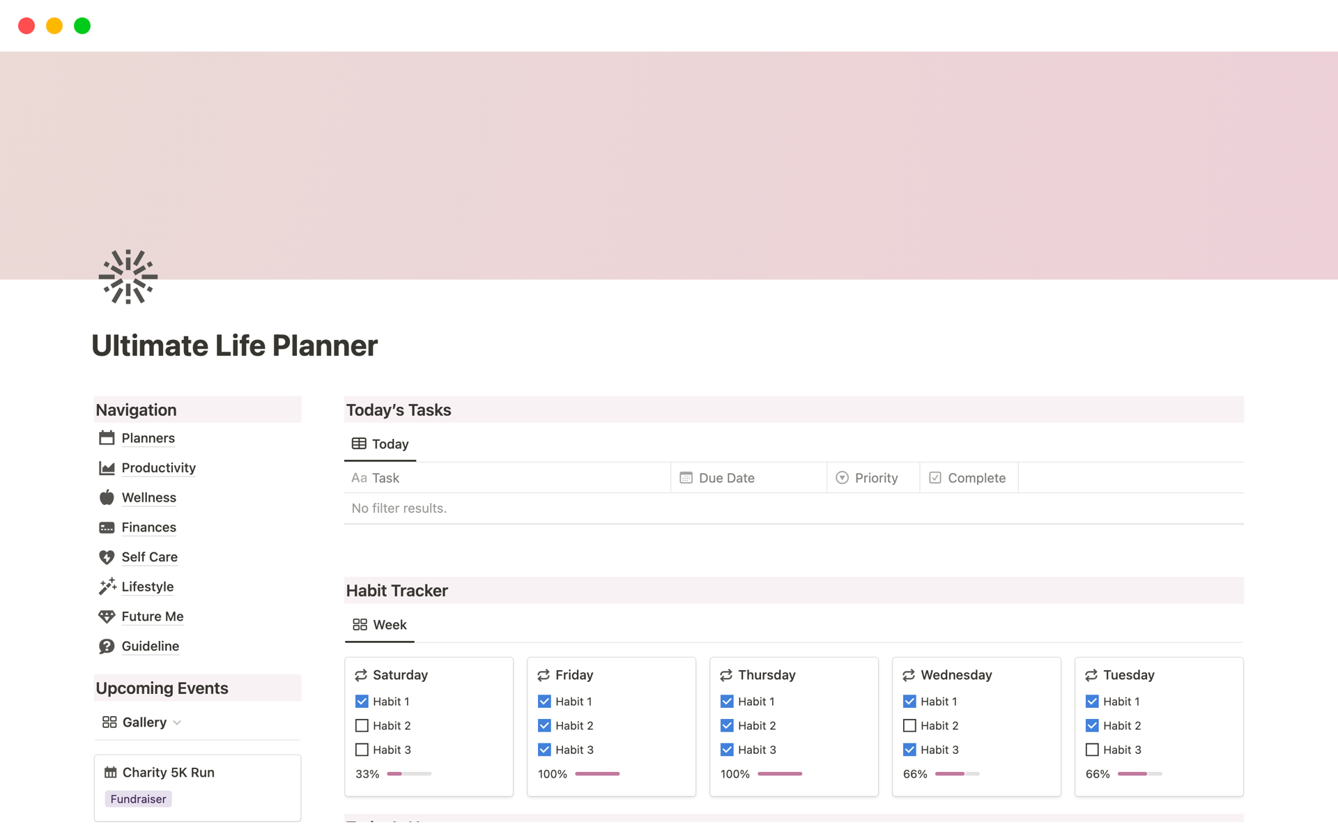 Ultimate Life Planner - Notion Template - V1.2