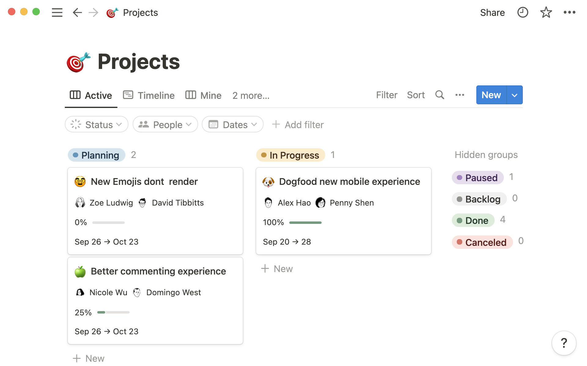 Getting started with projects and tasks