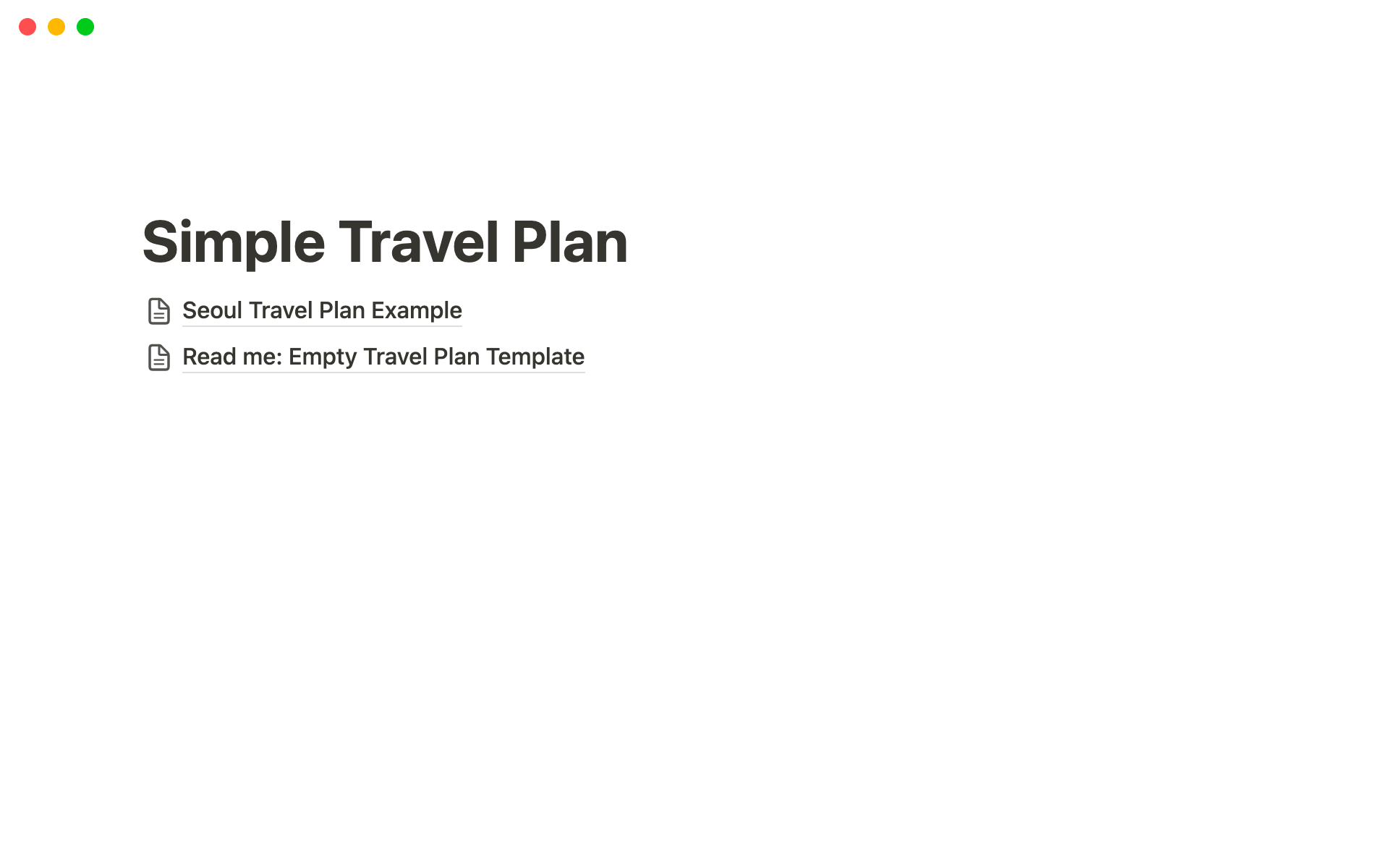 simplistic travel plan Template