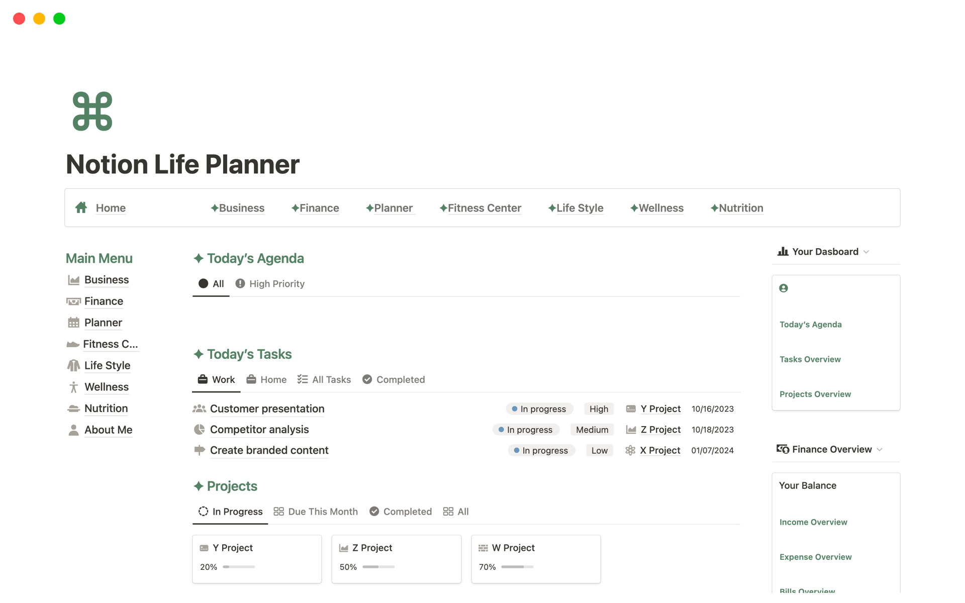 Life Planner  Notion Template