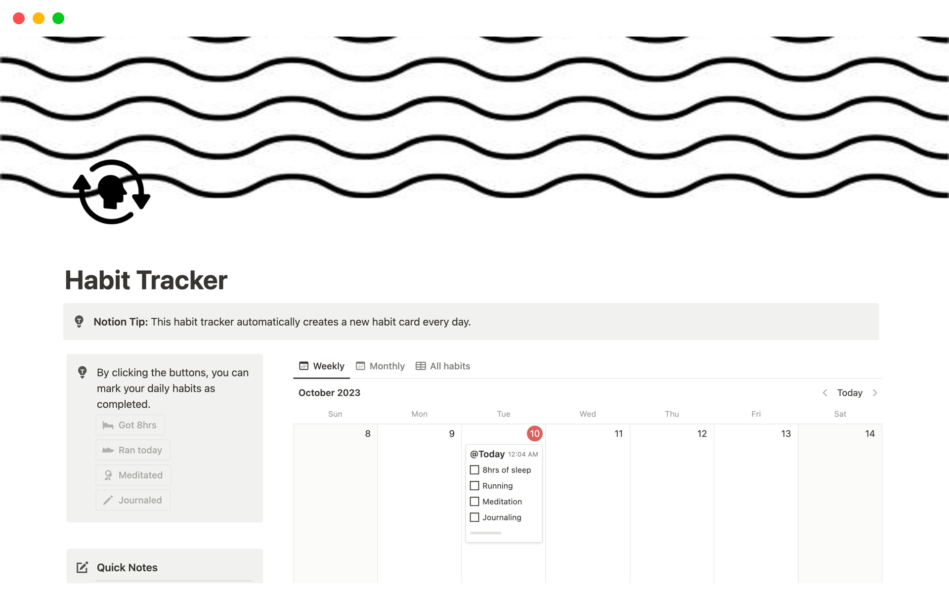 Sleep Tracker  Notion Template