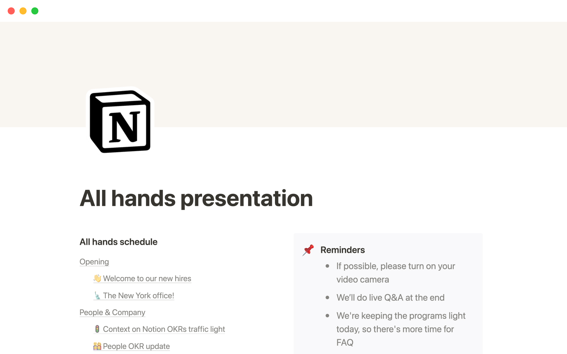 presentation with notion