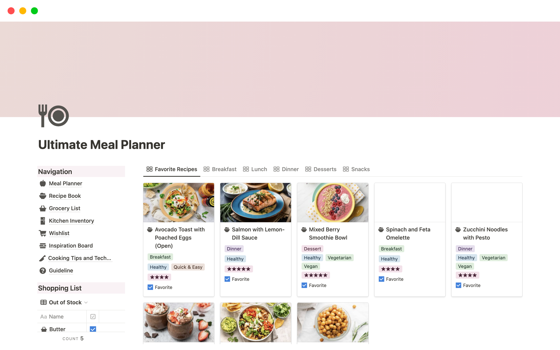 Meal Planner  Notion Template