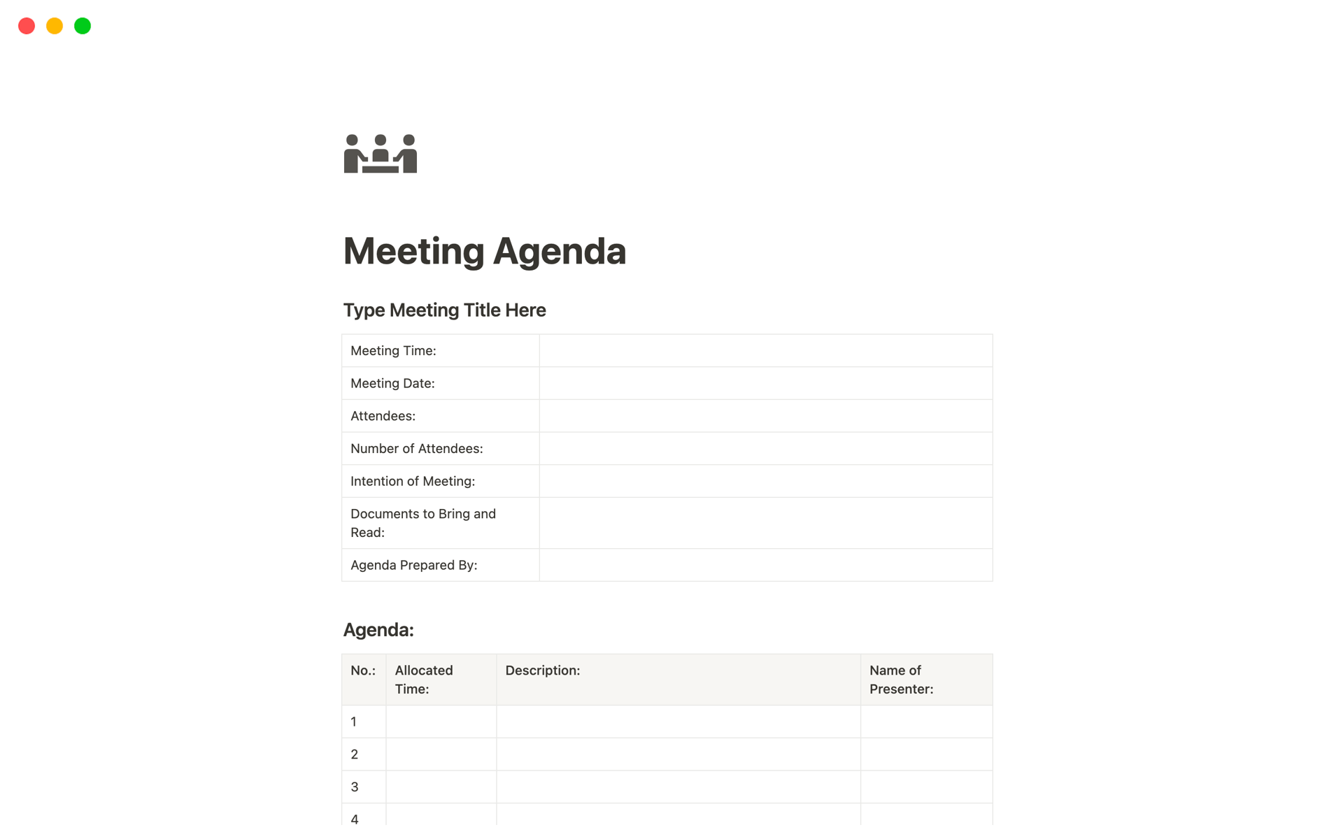 meeting agenda template 1  Meeting agenda, Meeting agenda