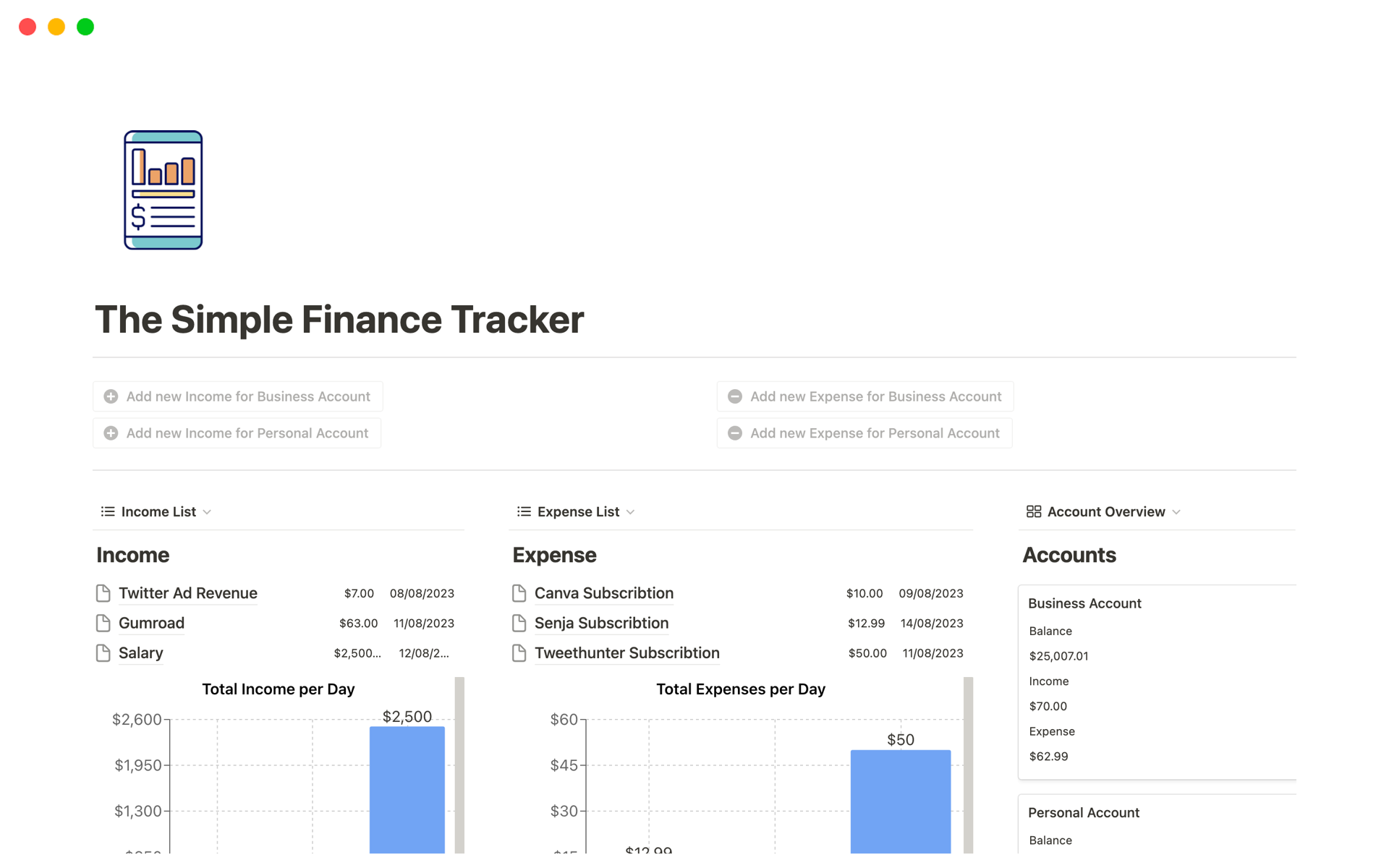 The Simple Finance Tracker