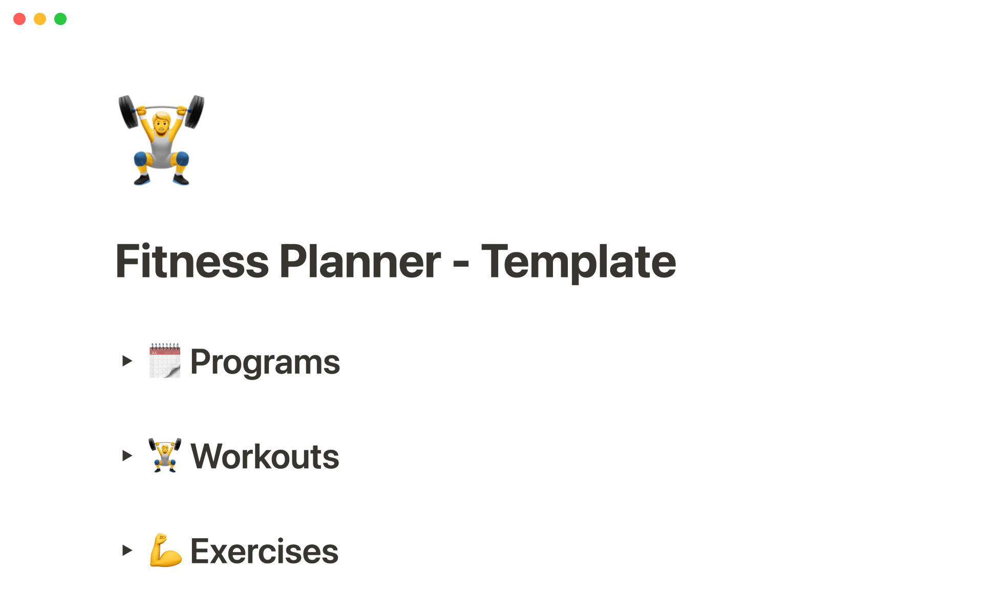 notion fitness template