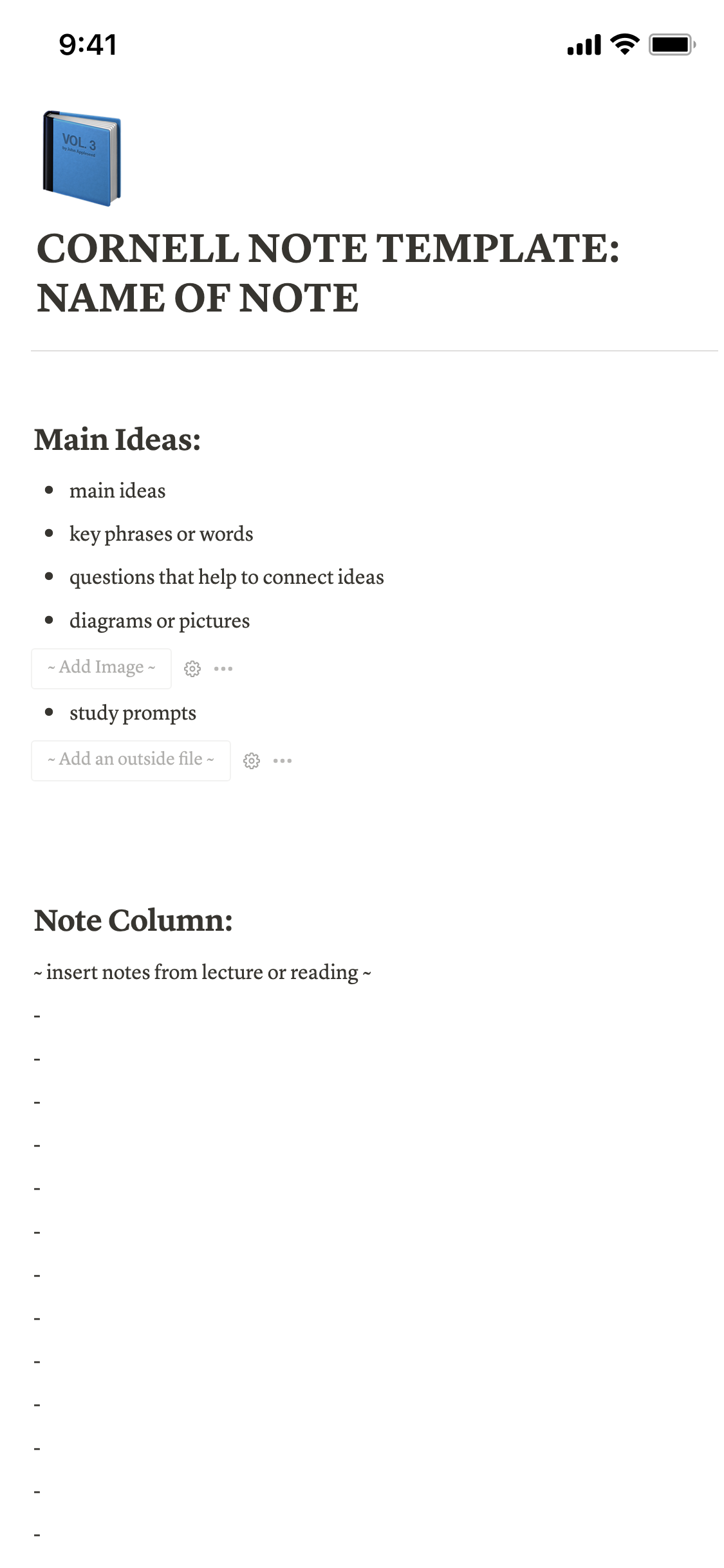 Note-taking  Notion Template