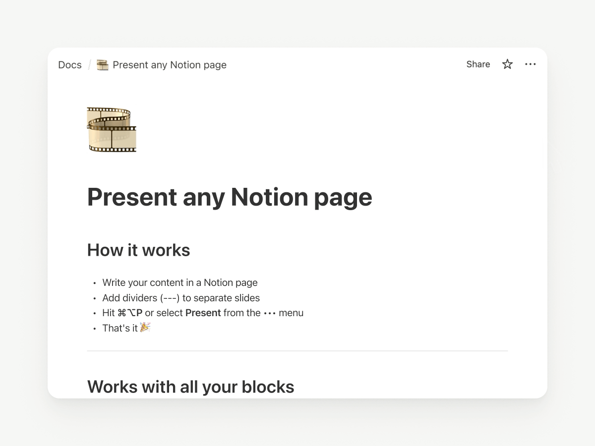 Finally, a proper presentation mode!