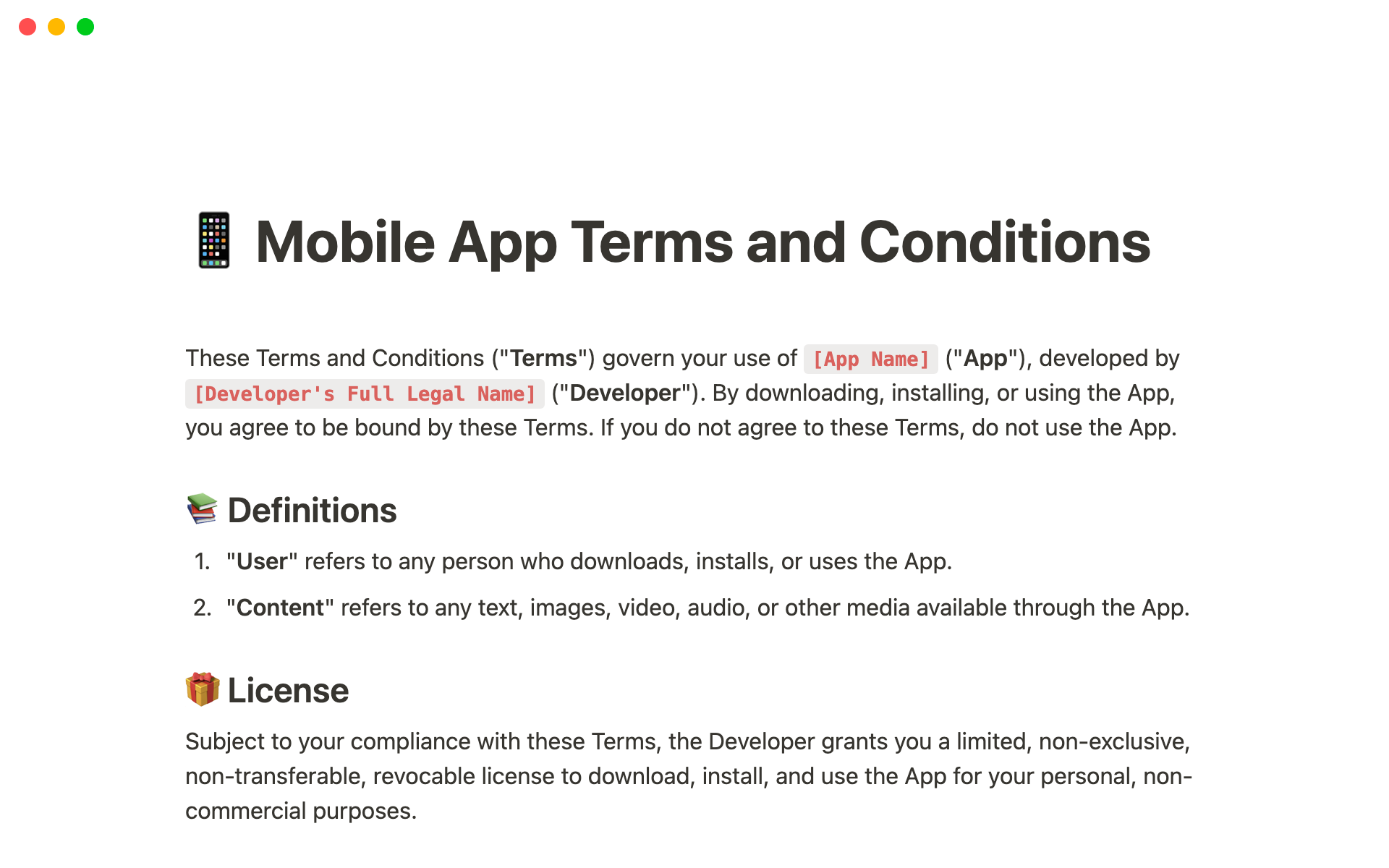 Mobile App Terms and Conditions Sample & Template - Termly