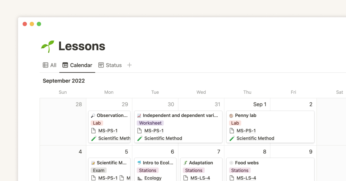 school assignment tracker notion