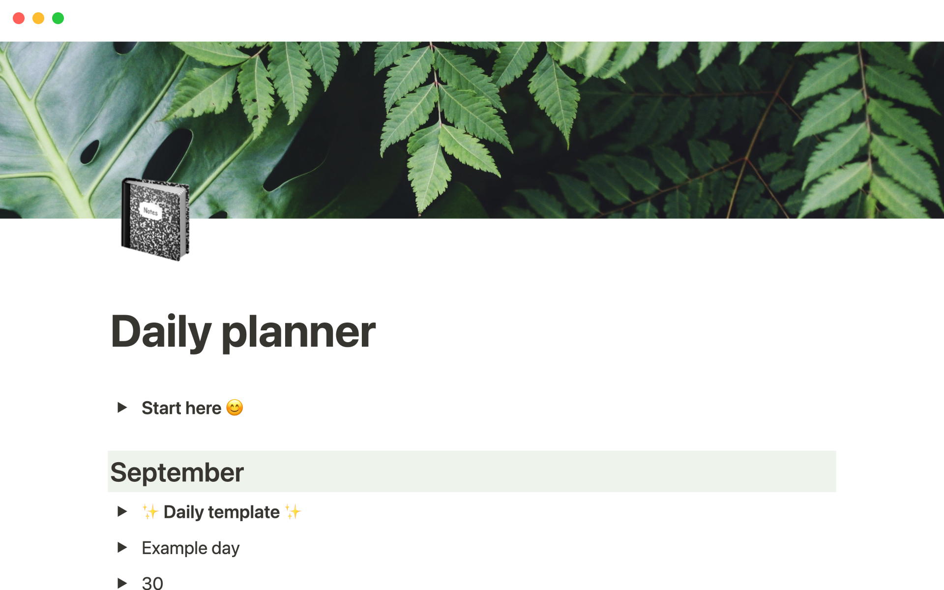 Notion Template Gallery Daily planner