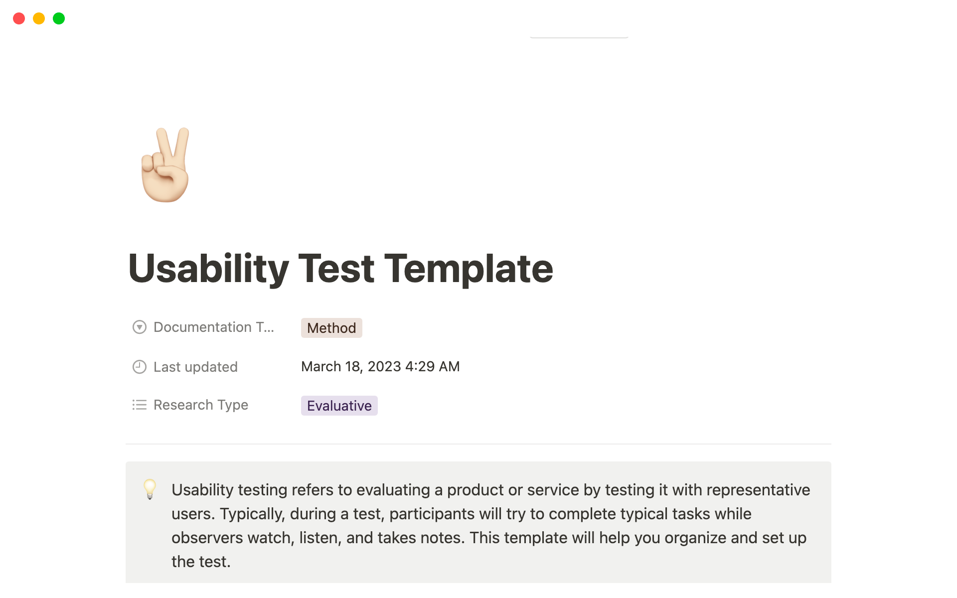 Notion Template Gallery Usability Test Template