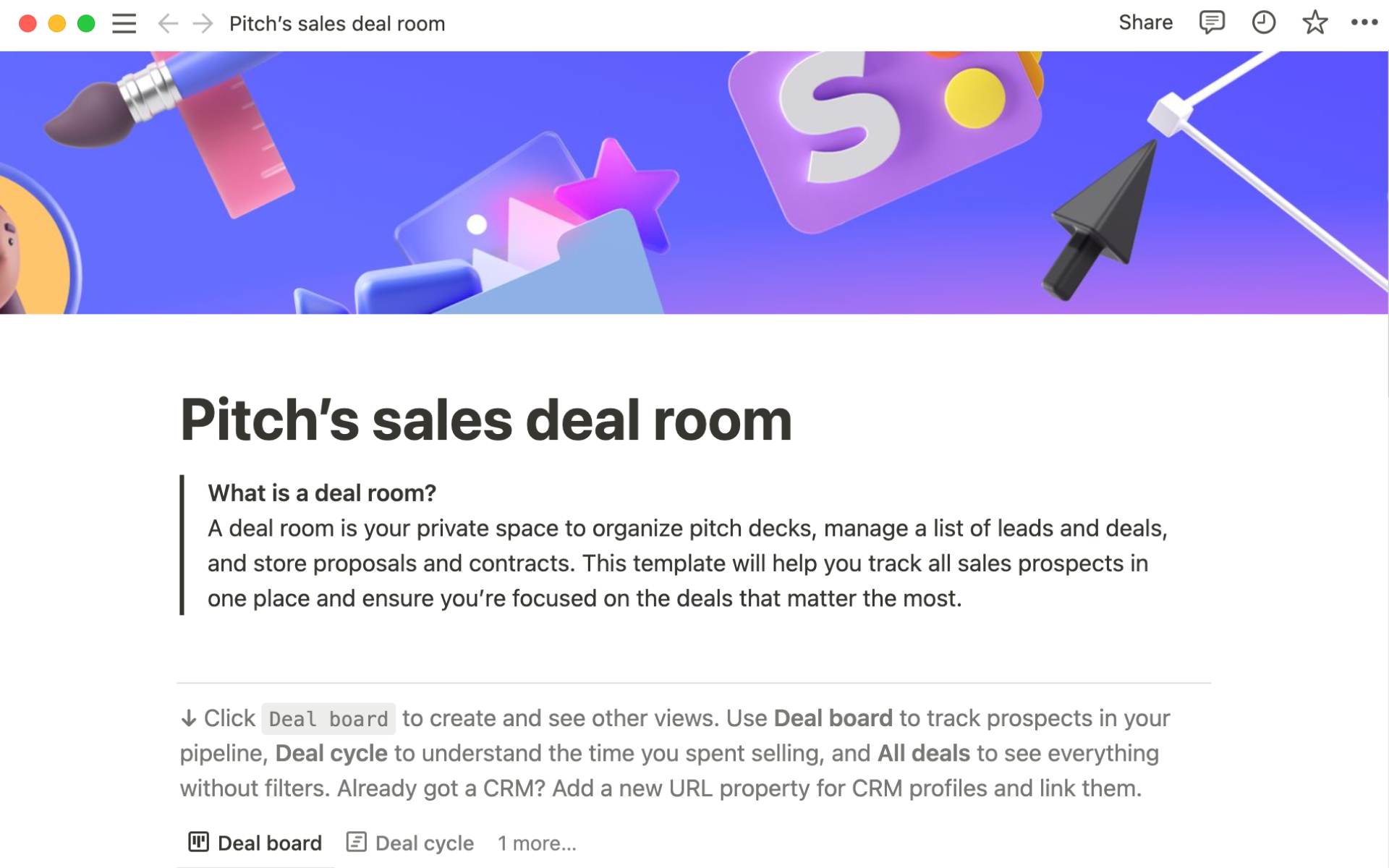 Notion Template Gallery Pitch’s sales deal room