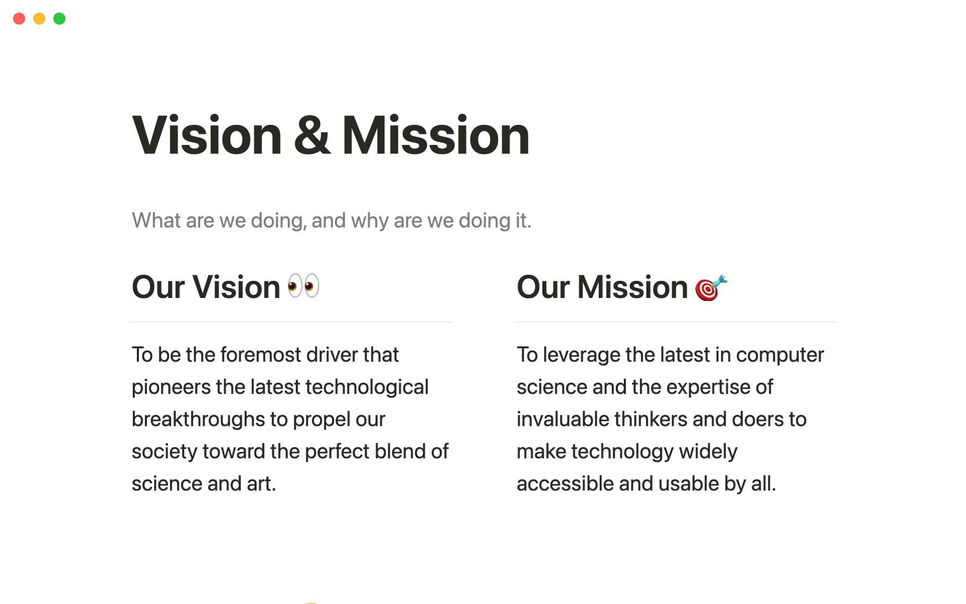 mission and vision statement