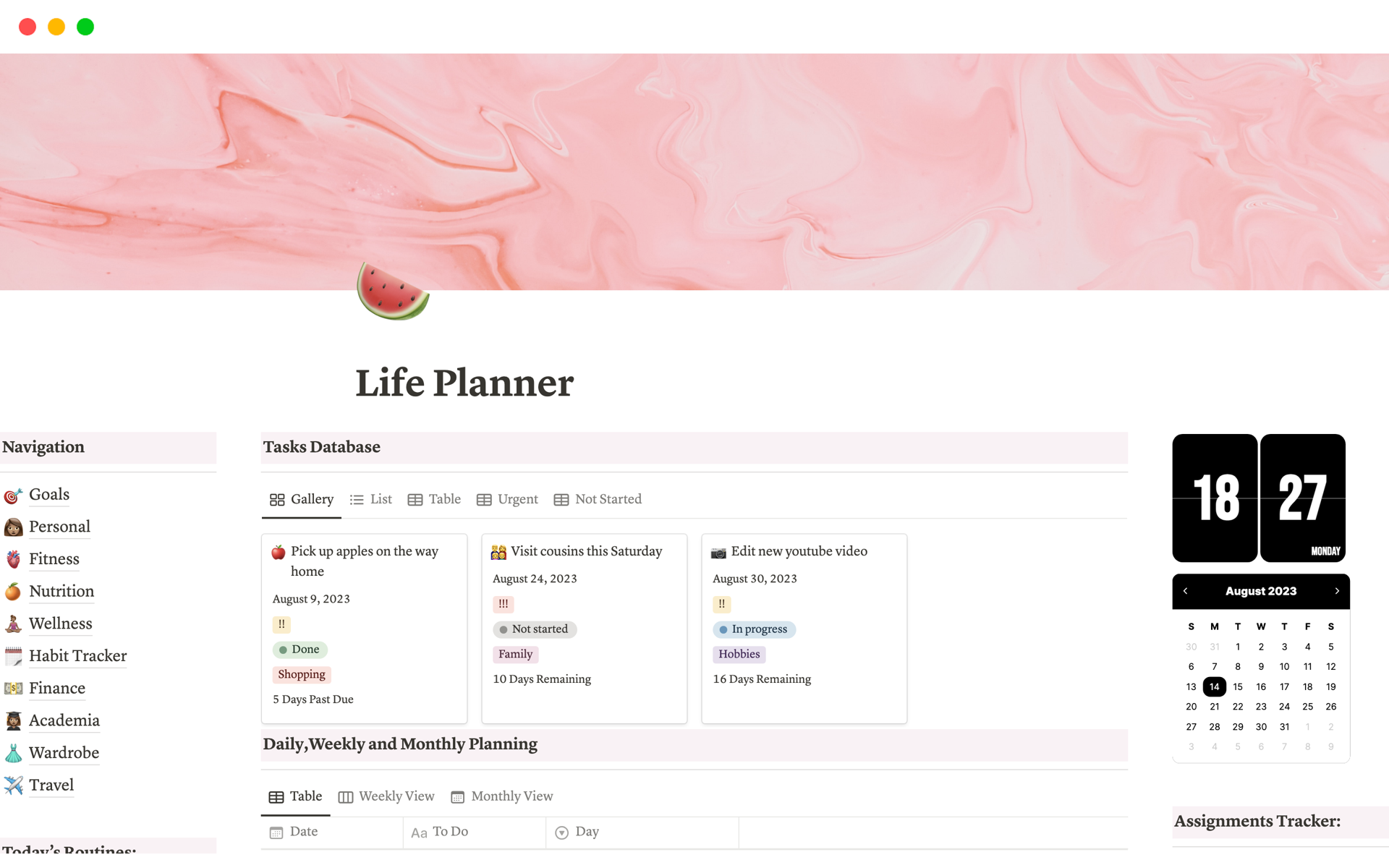 Life Planner for Notion