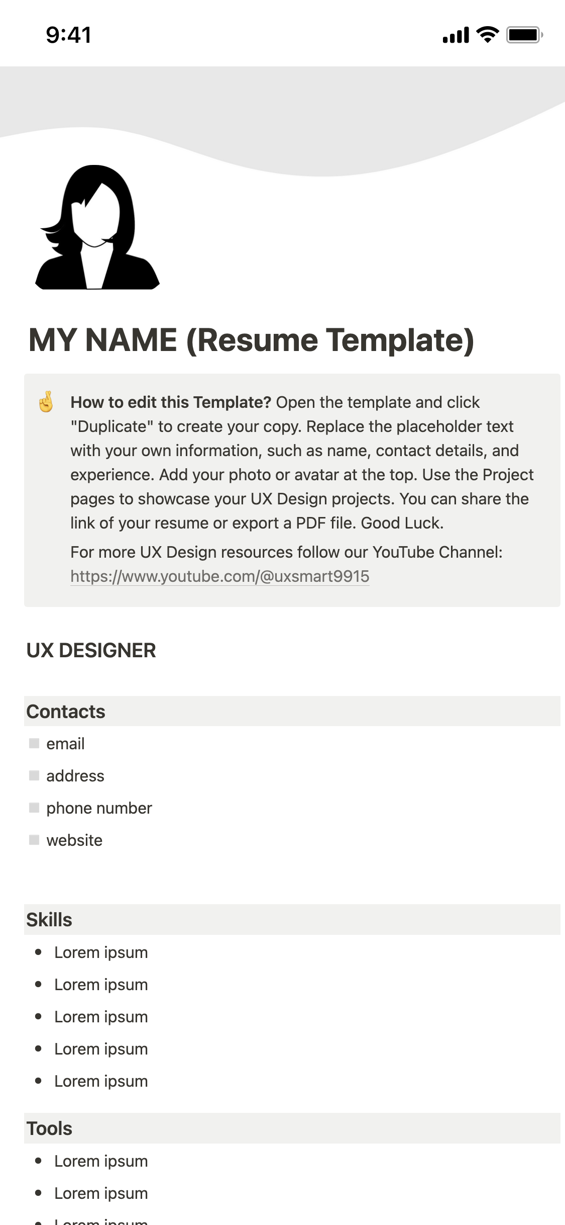 John Doe's CV  Notion Template