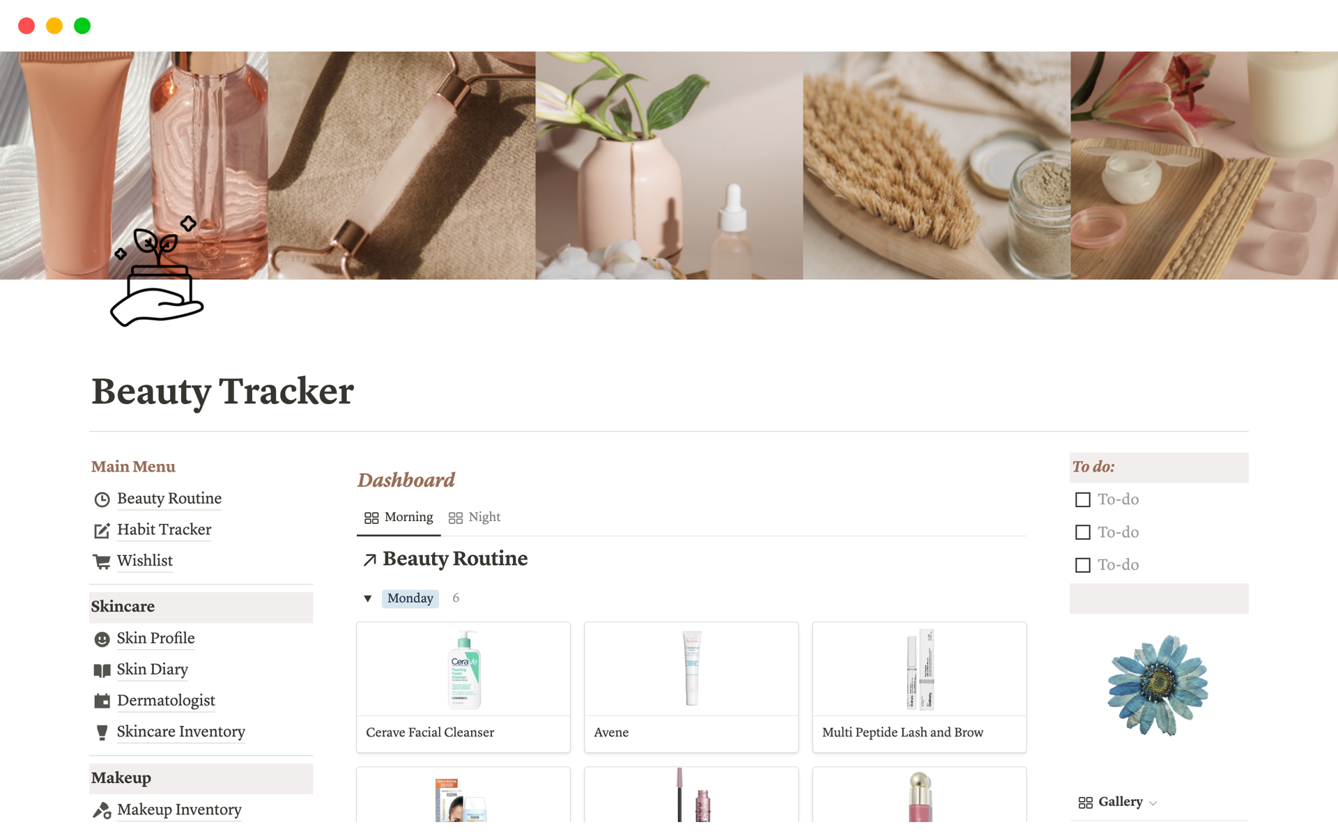 Beauty Tracker, Skincare Routine, Makeup Organizer