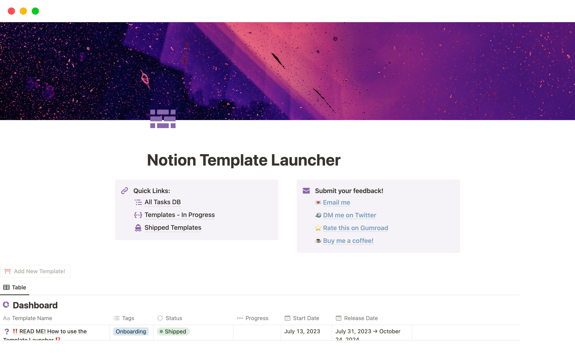 Notion Templates for Launch